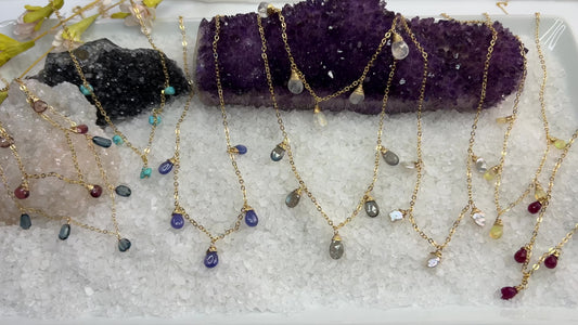 Gemstone Briolette Dangle Necklace