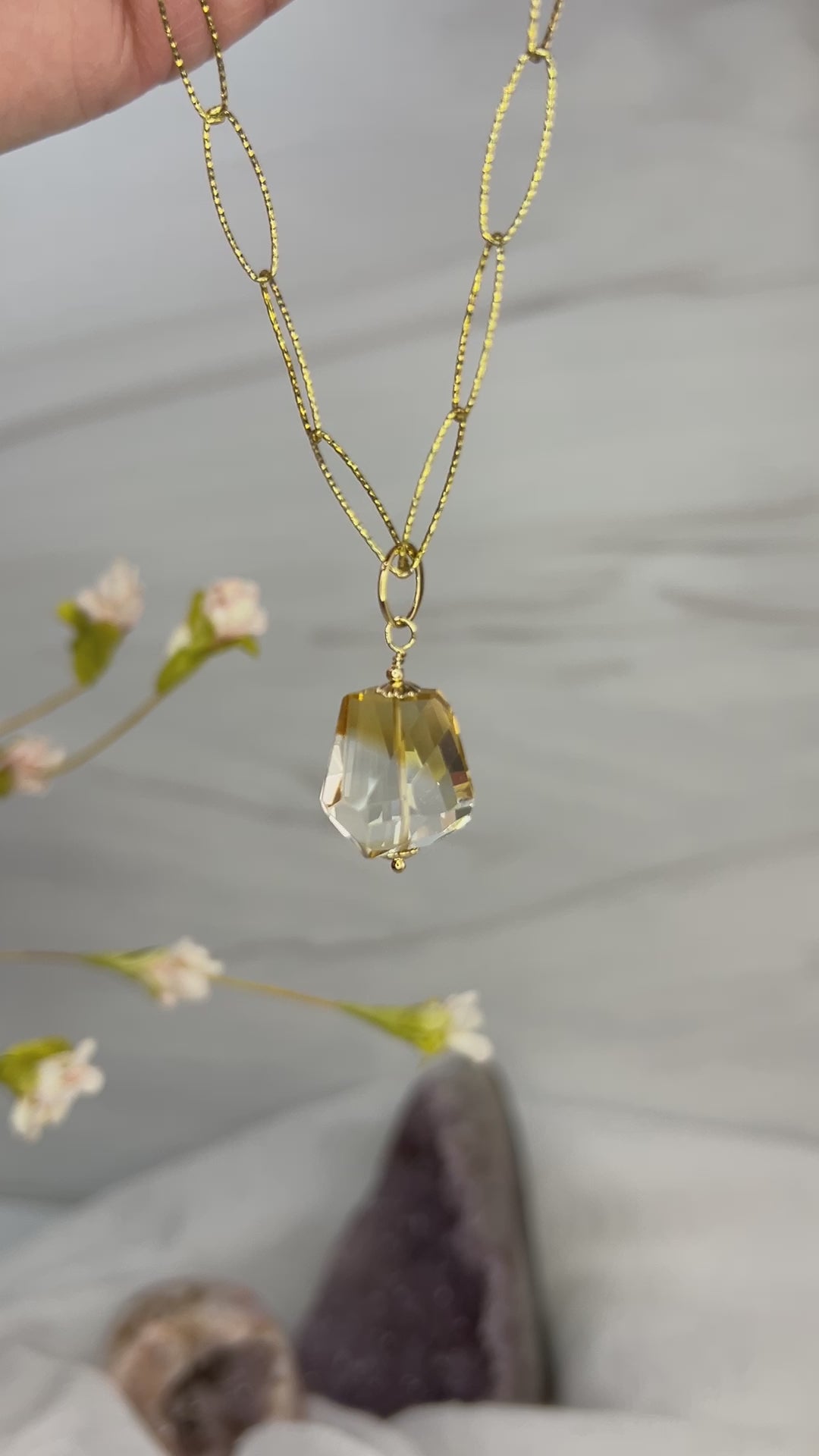 Abstract faceted Citrine necklace
