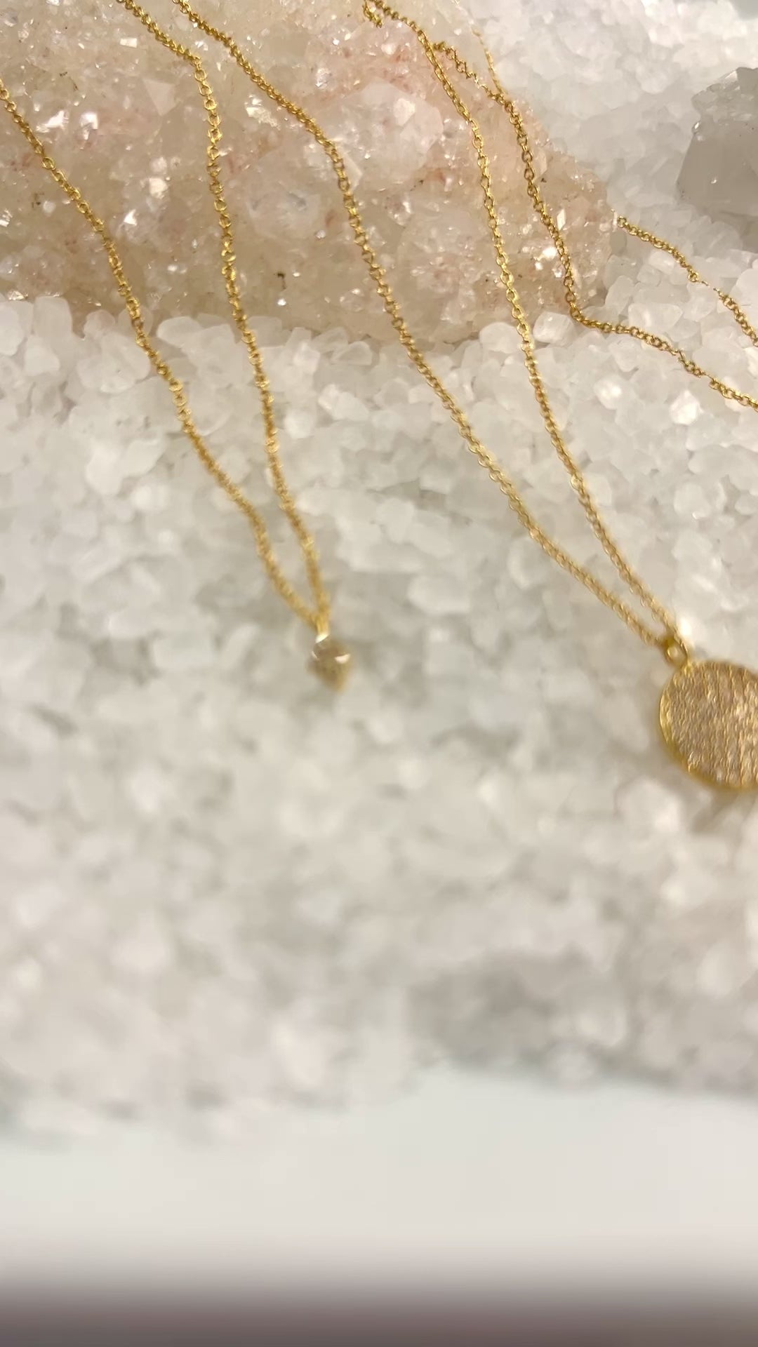 Circle and Diamond Pave Necklaces