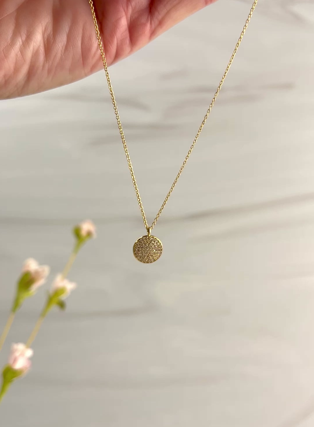 Circle and Diamond Pave Necklaces