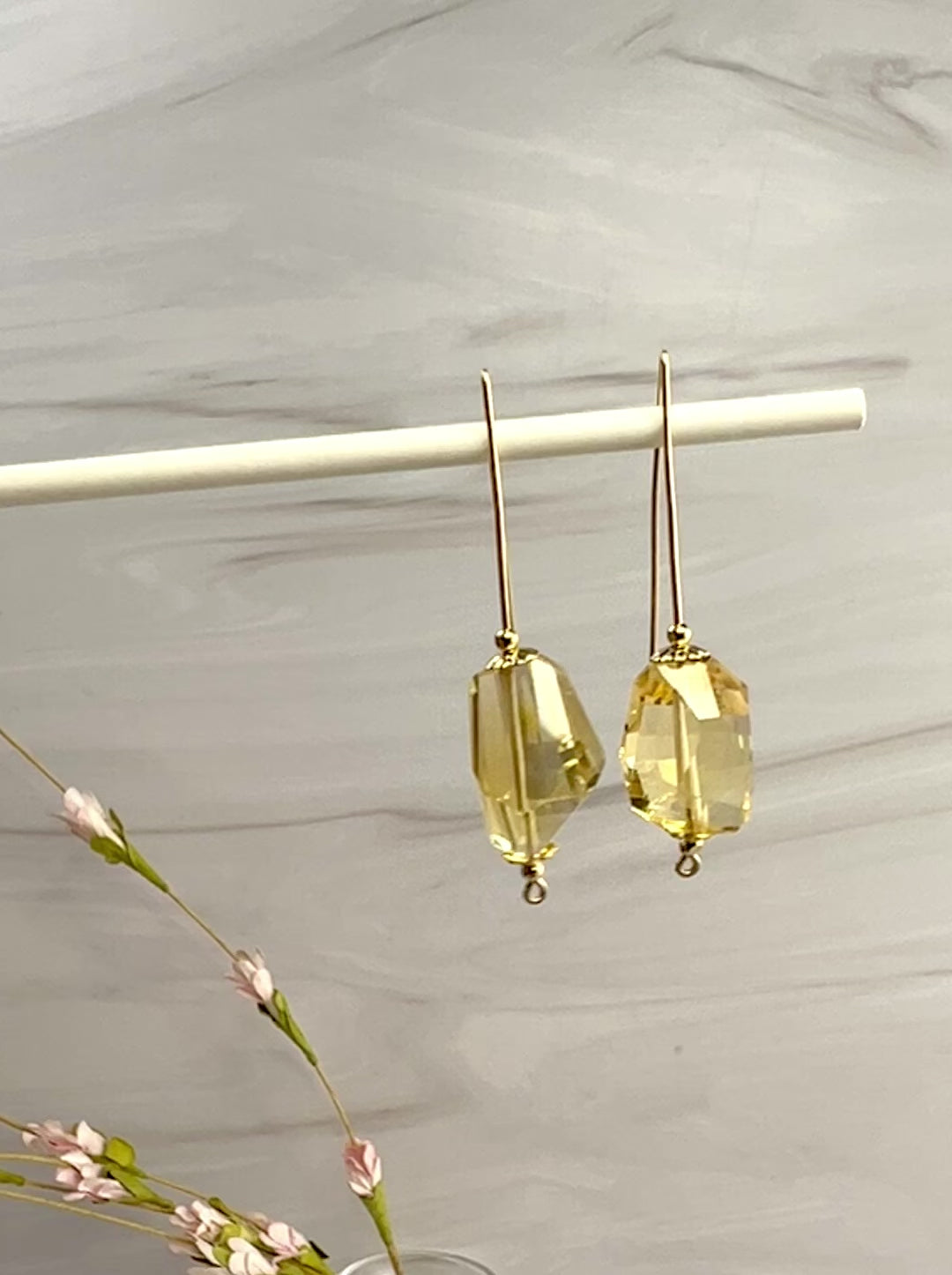 Abstract faceted Citrine earrings