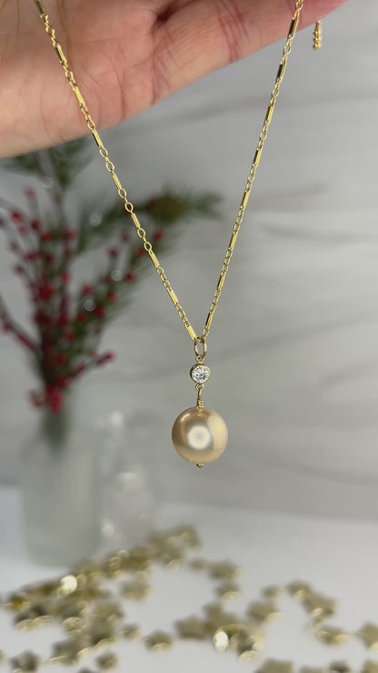 Edison Pearl Necklace with CZ Accent