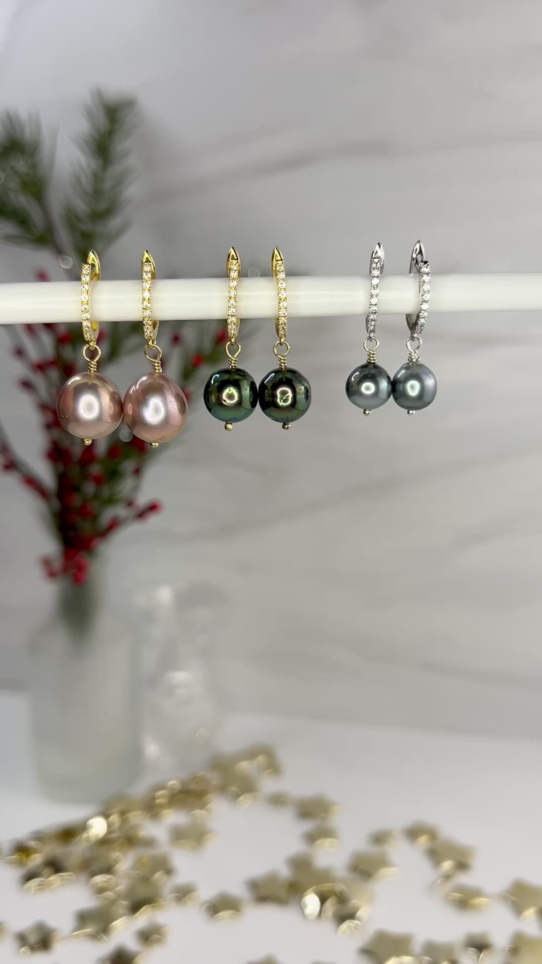 Edison & Tahitian Pearl CZ Hoops