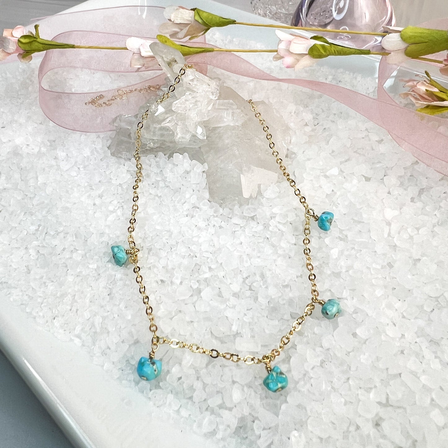 Turquoise Nugget Dangle Necklace