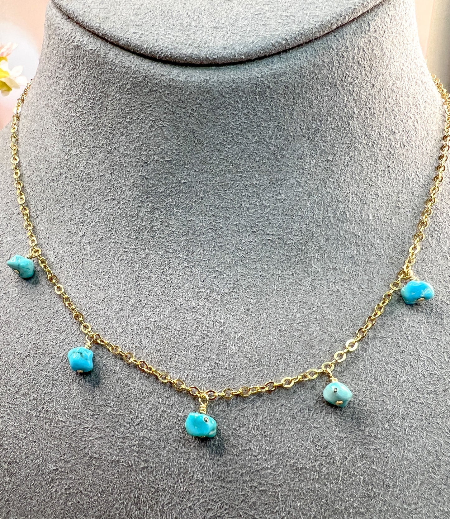 Turquoise Nugget Dangle Necklace