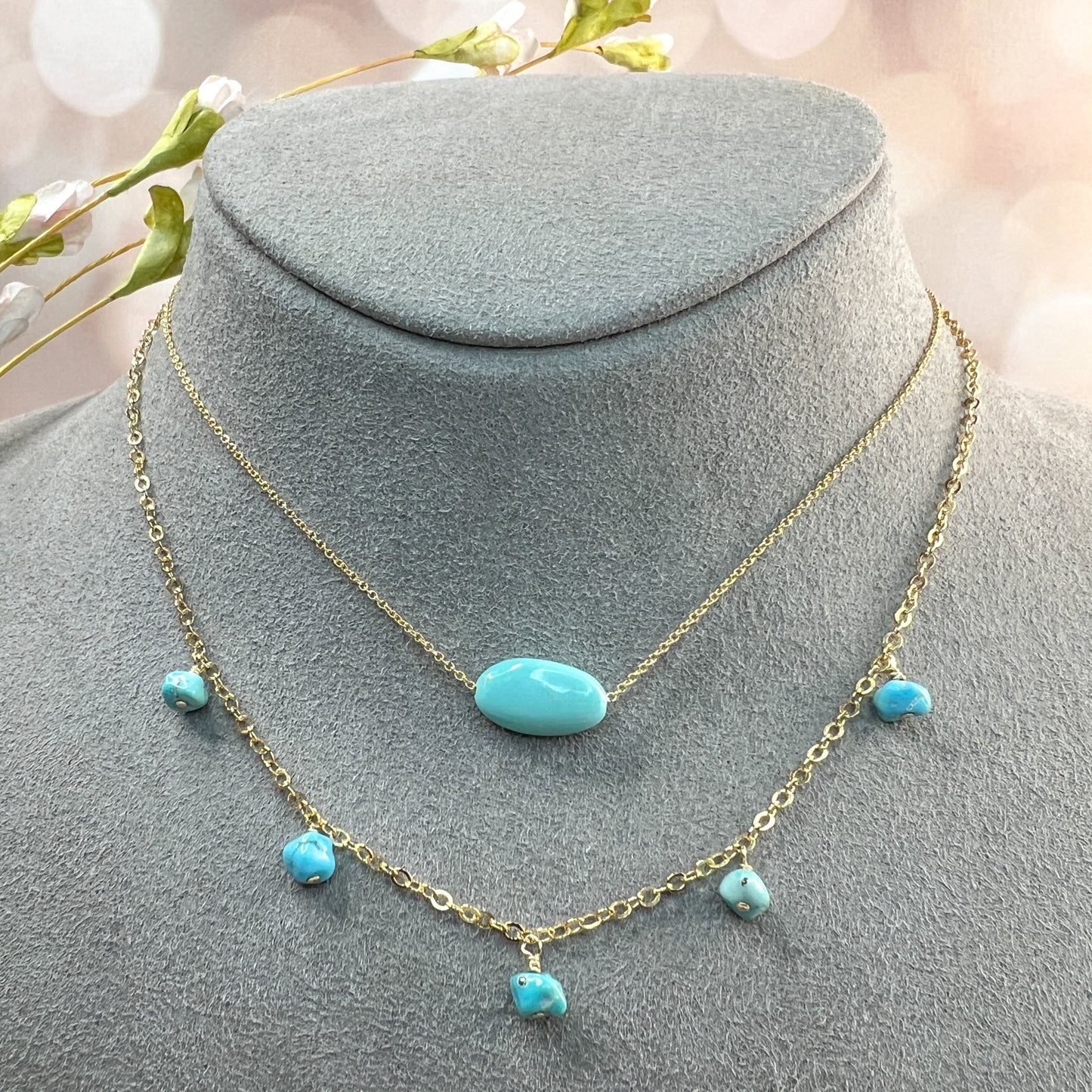 Turquoise Nugget Dangle Necklace