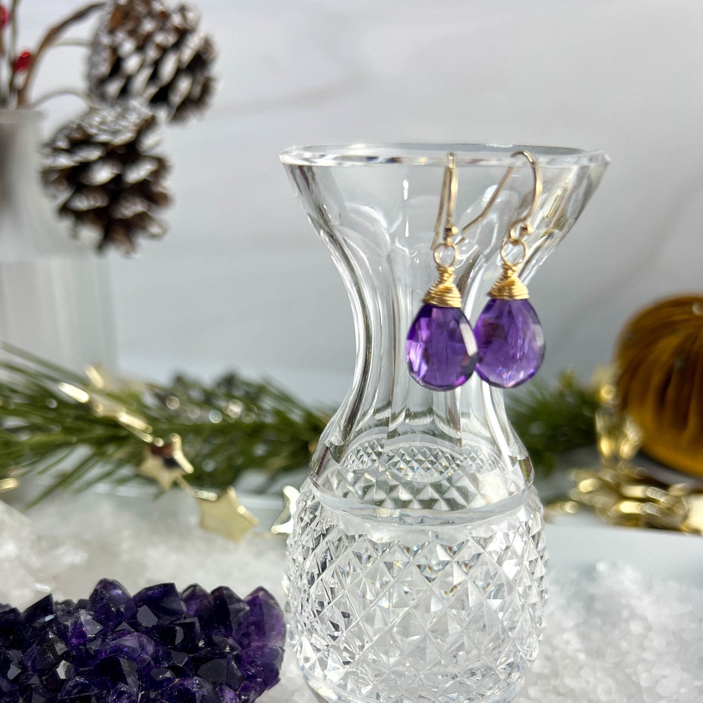 Amethyst Briolette Drop Earrings