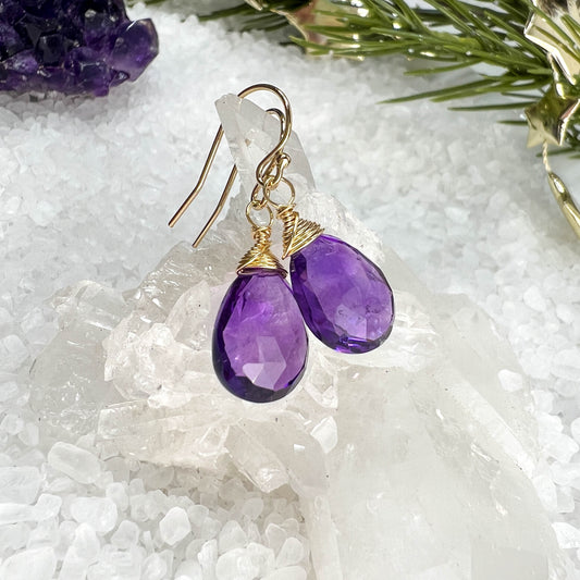 Amethyst Briolette Drop Earrings