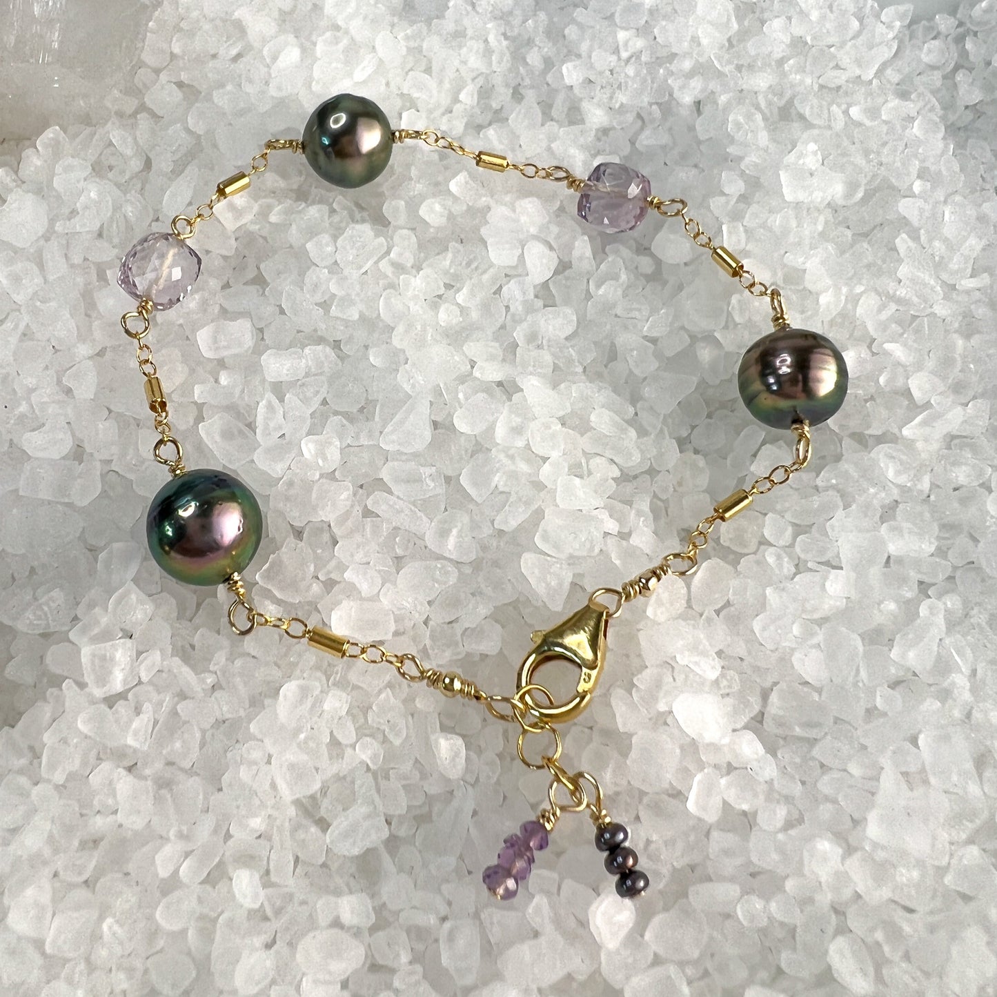 Tahitian Pearl & Pink Amethyst Bracelet
