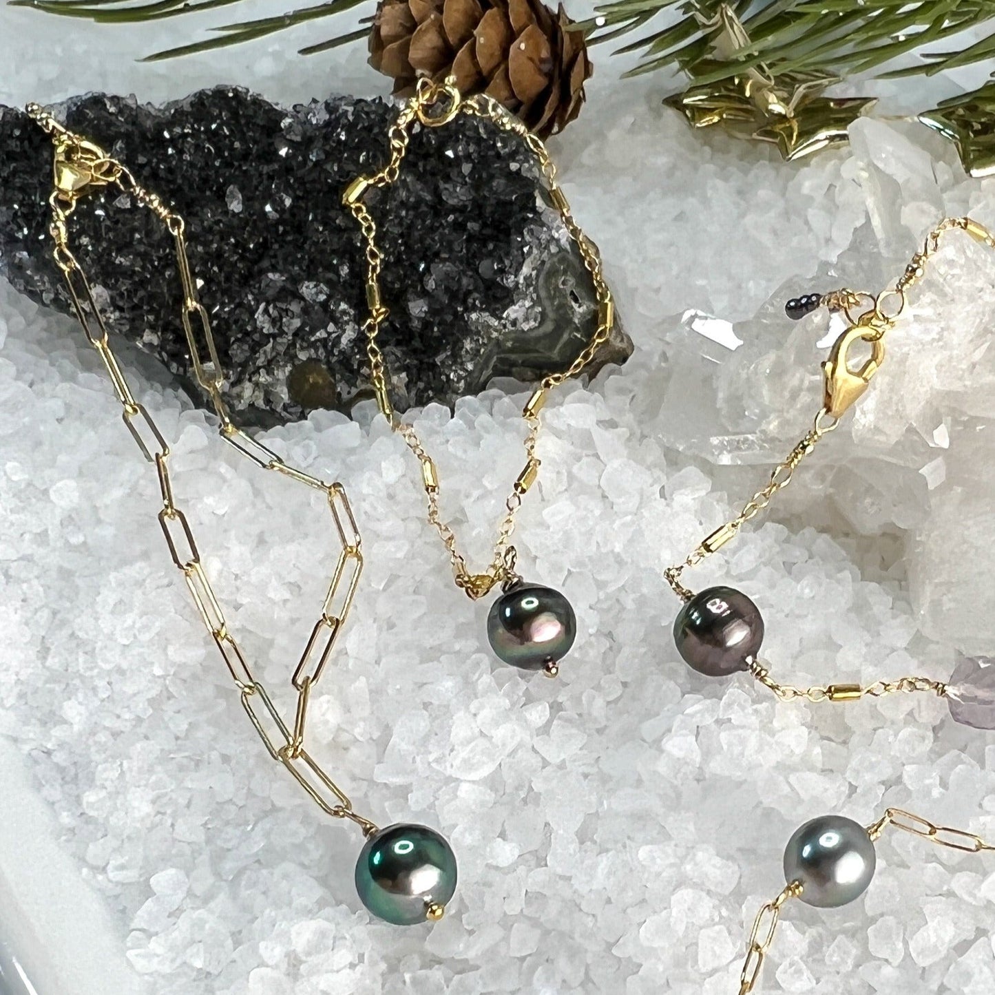 Tahitian Pearl Bar & Cable Chain Bracelet