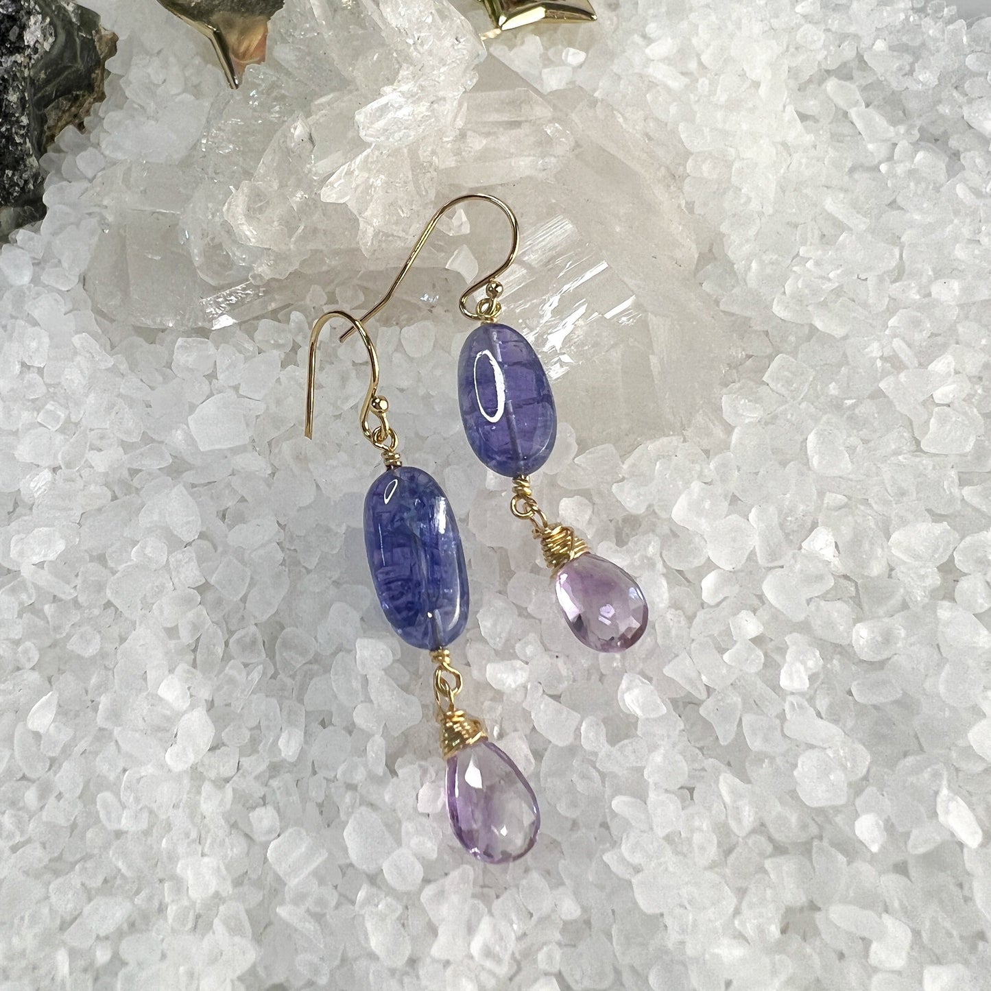 Tanzanite & Amethyst Drop Earrings