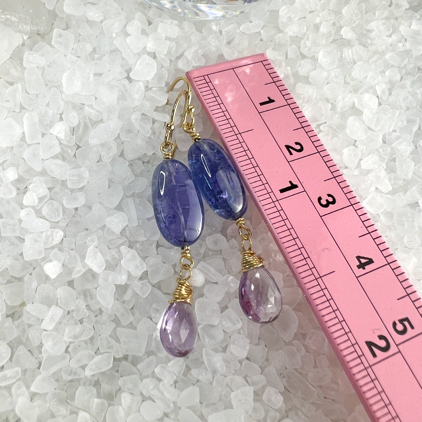 Tanzanite & Amethyst Drop Earrings