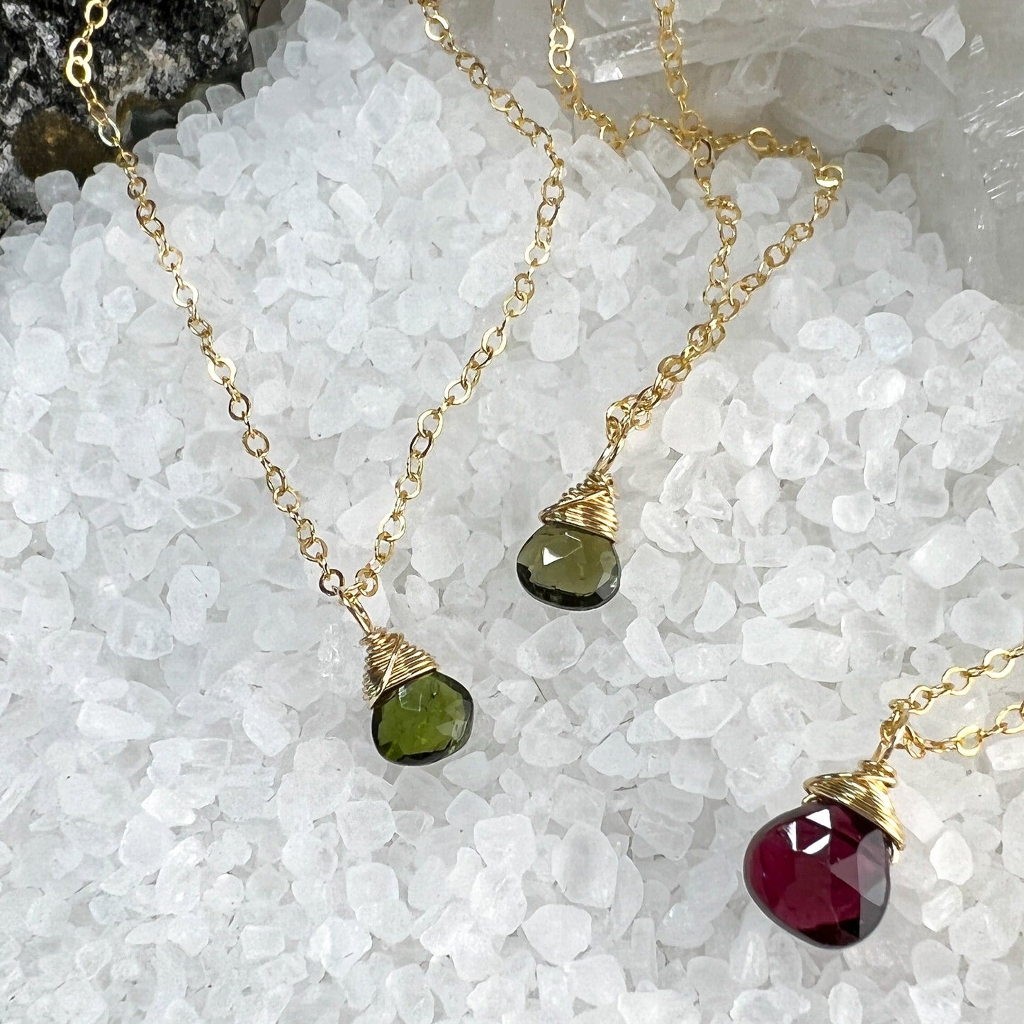 Garnet and Green Tourmaline Necklace