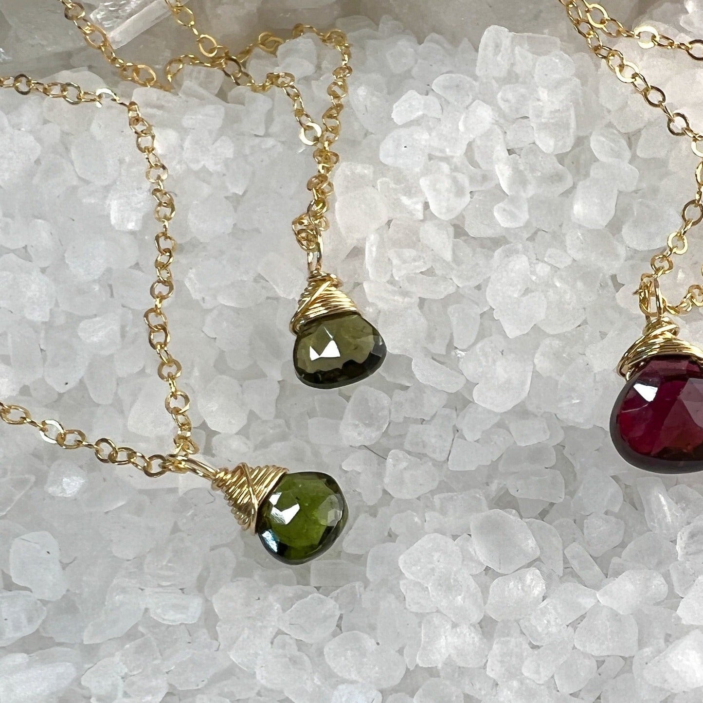 Garnet and Green Tourmaline Necklace