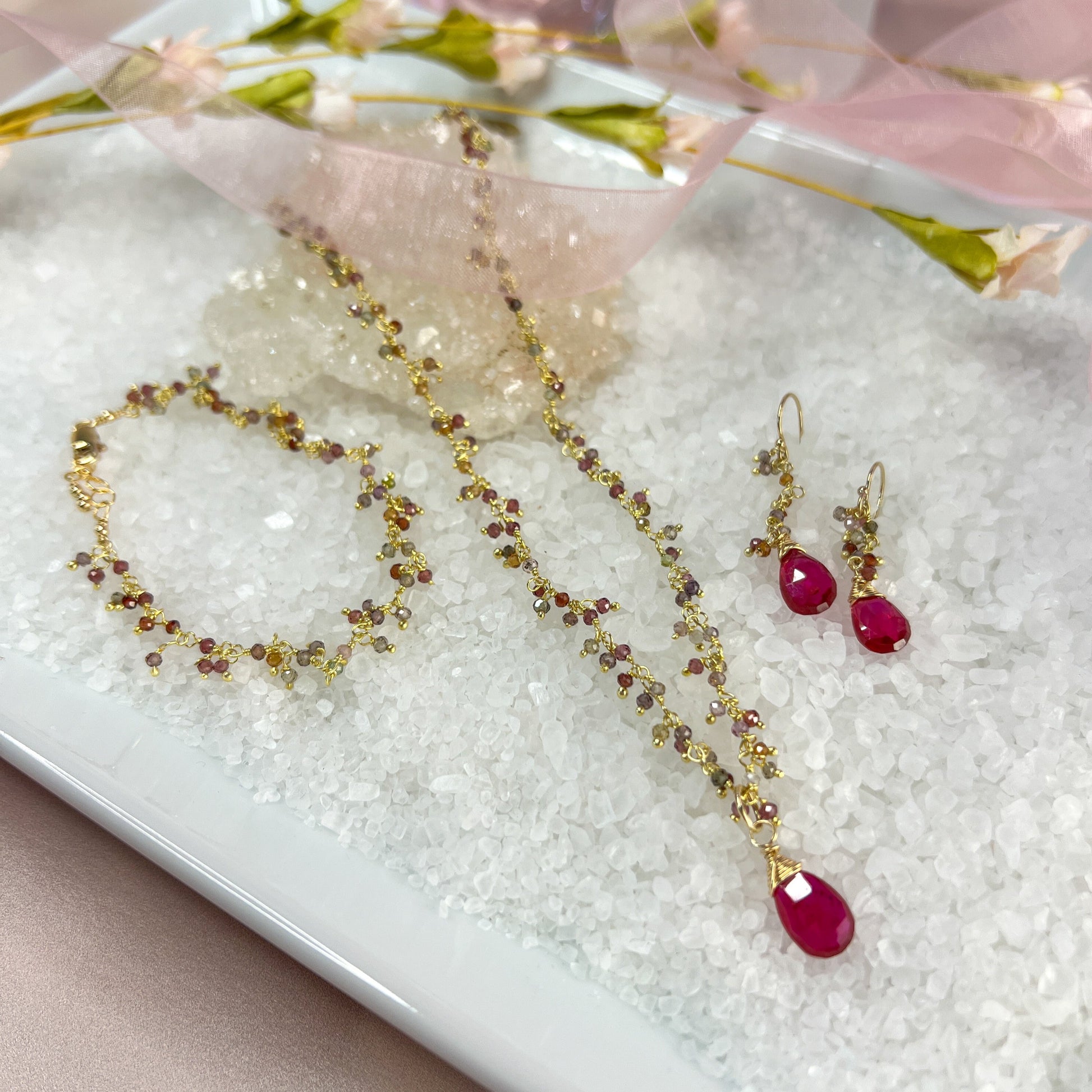 Pink Sapphire Fringe Necklace