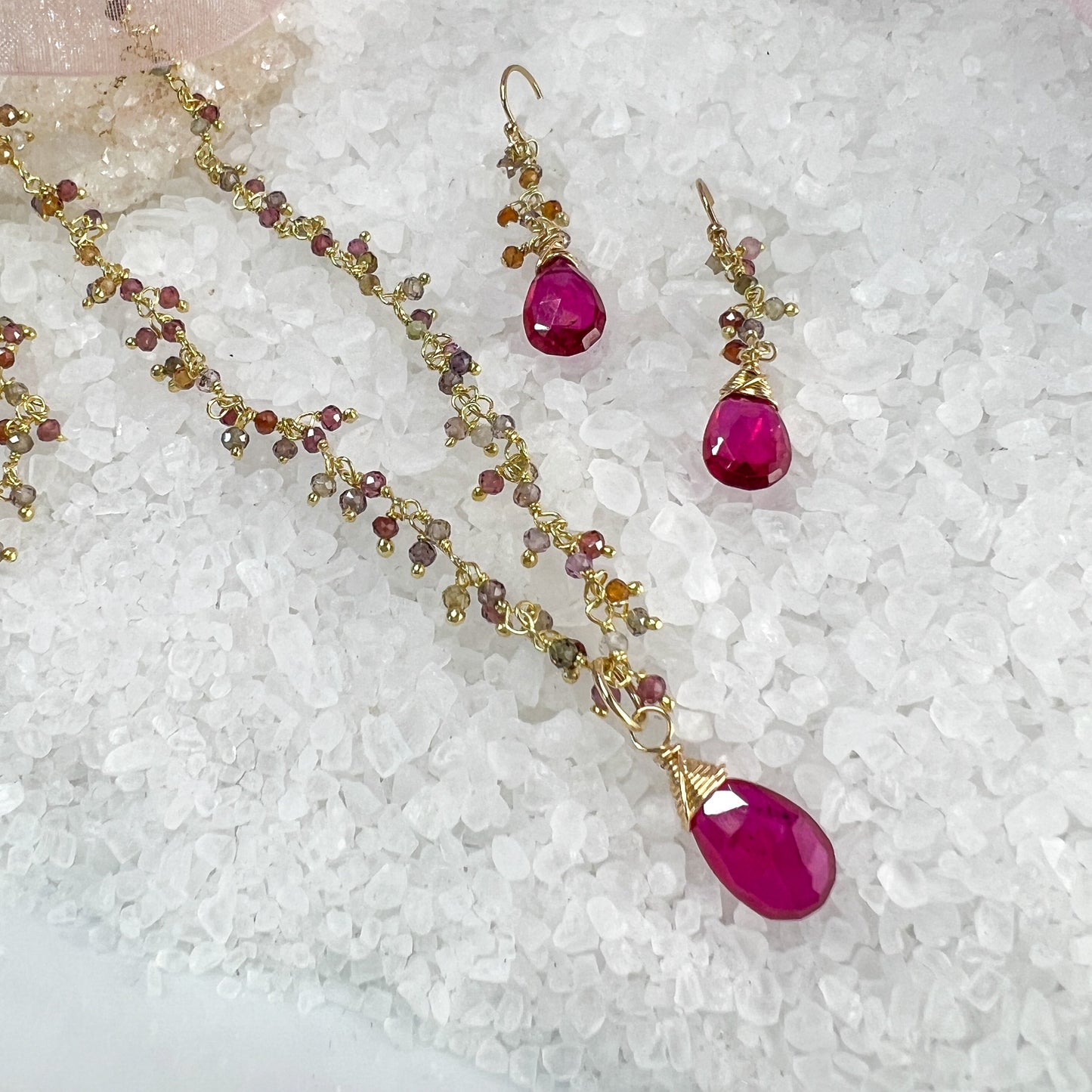 Colored Sapphire Fringe Necklace
