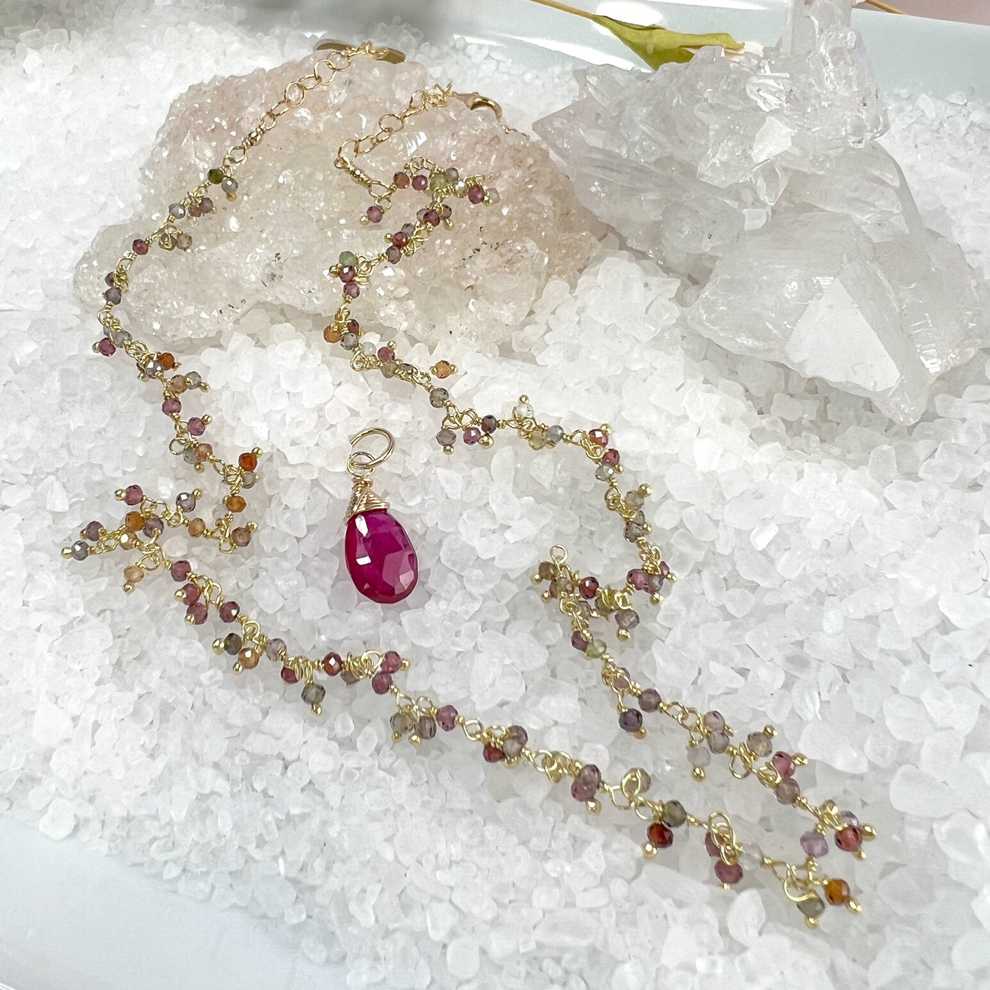 Pink Sapphire Fringe Necklace