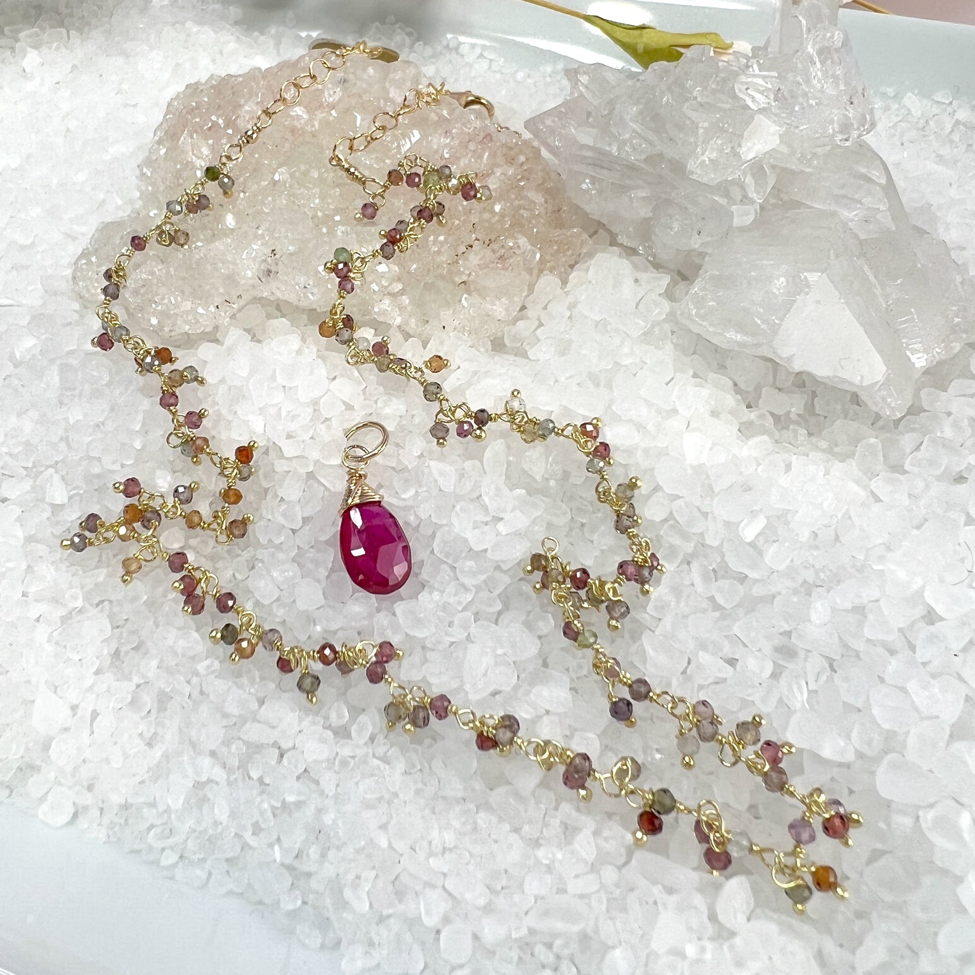 Pink Sapphire Fringe Necklace