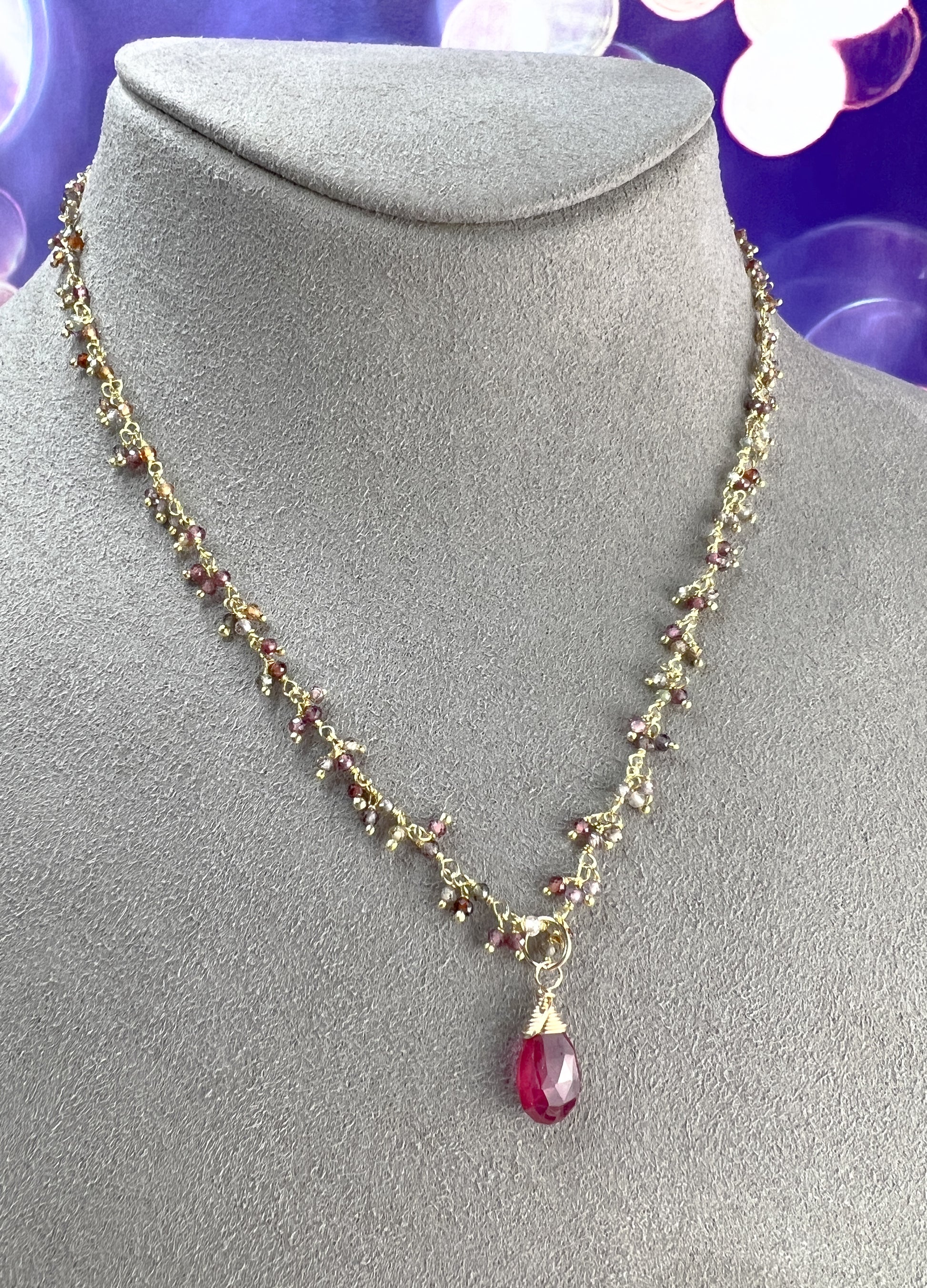 Pink Sapphire Fringe Necklace