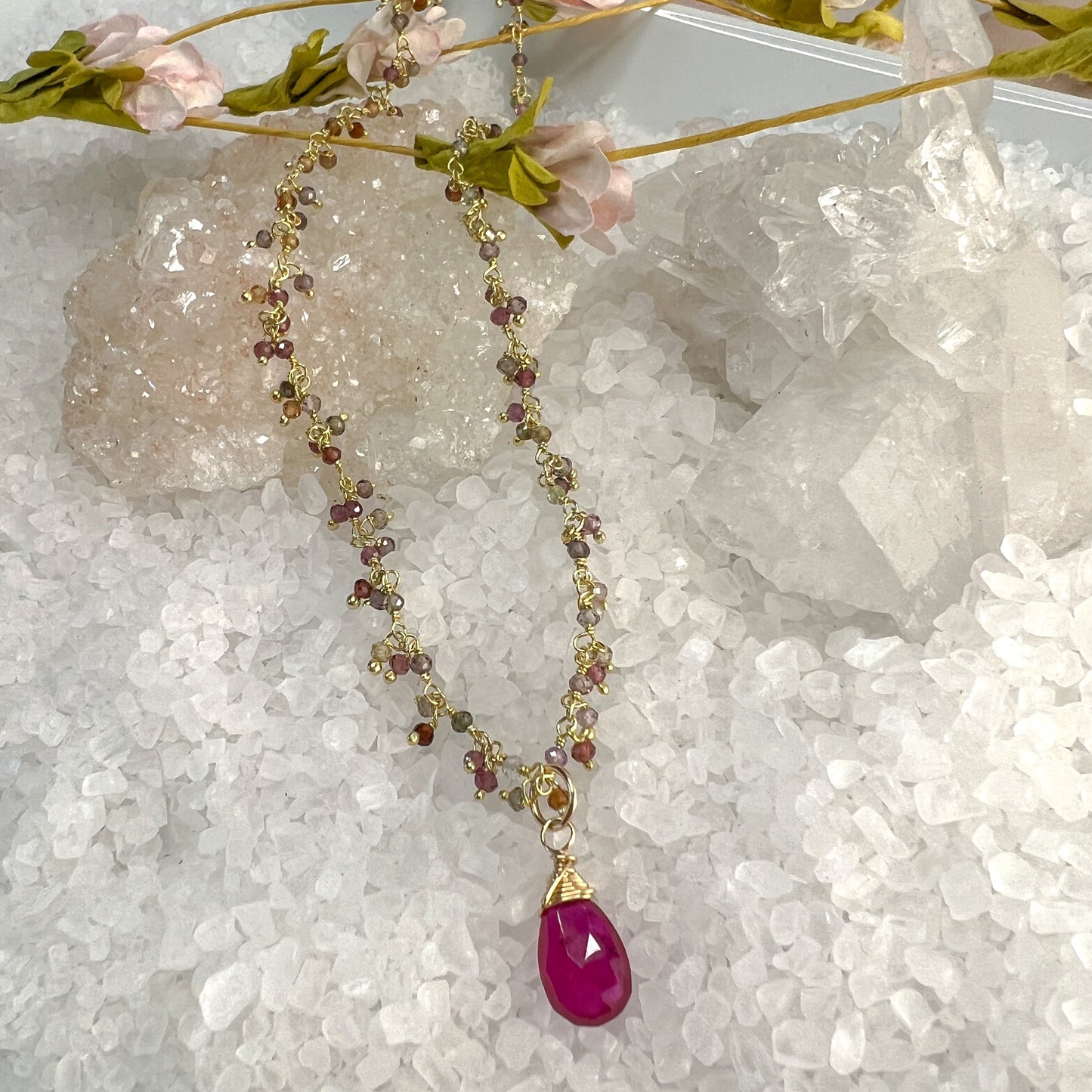 Pink Sapphire Fringe Necklace