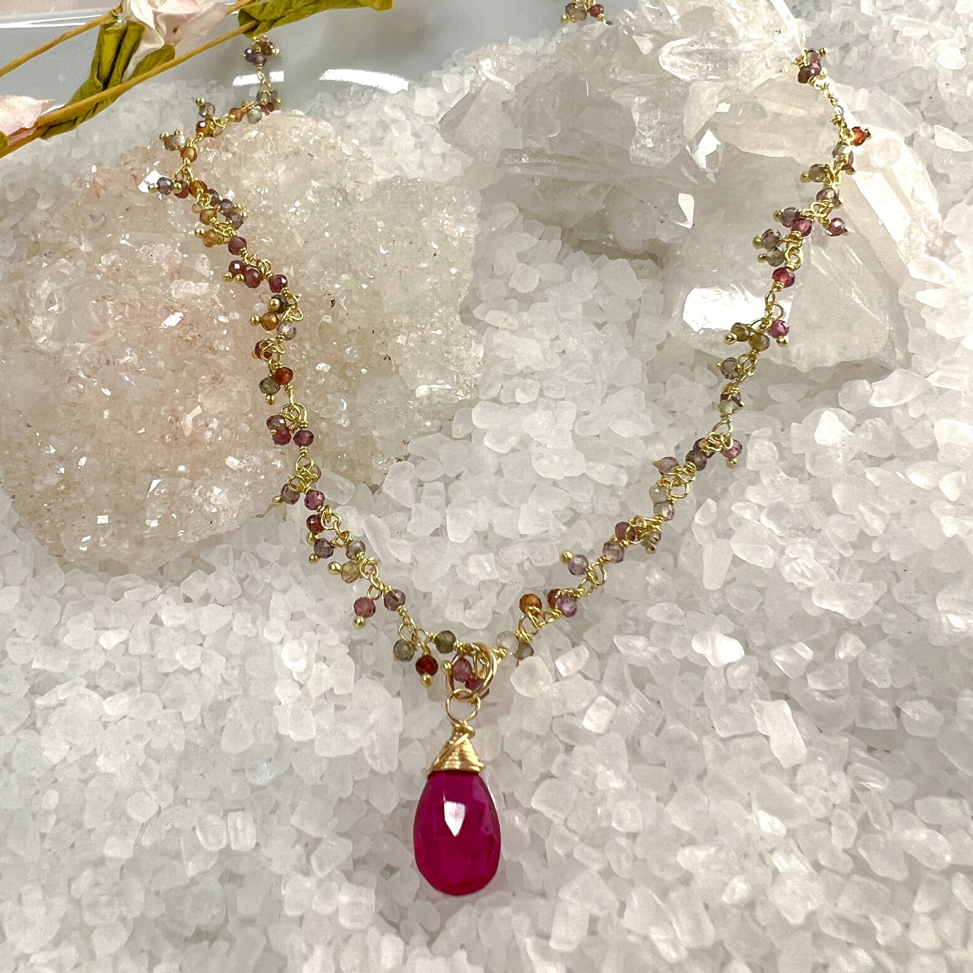 Pink Sapphire Fringe Necklace