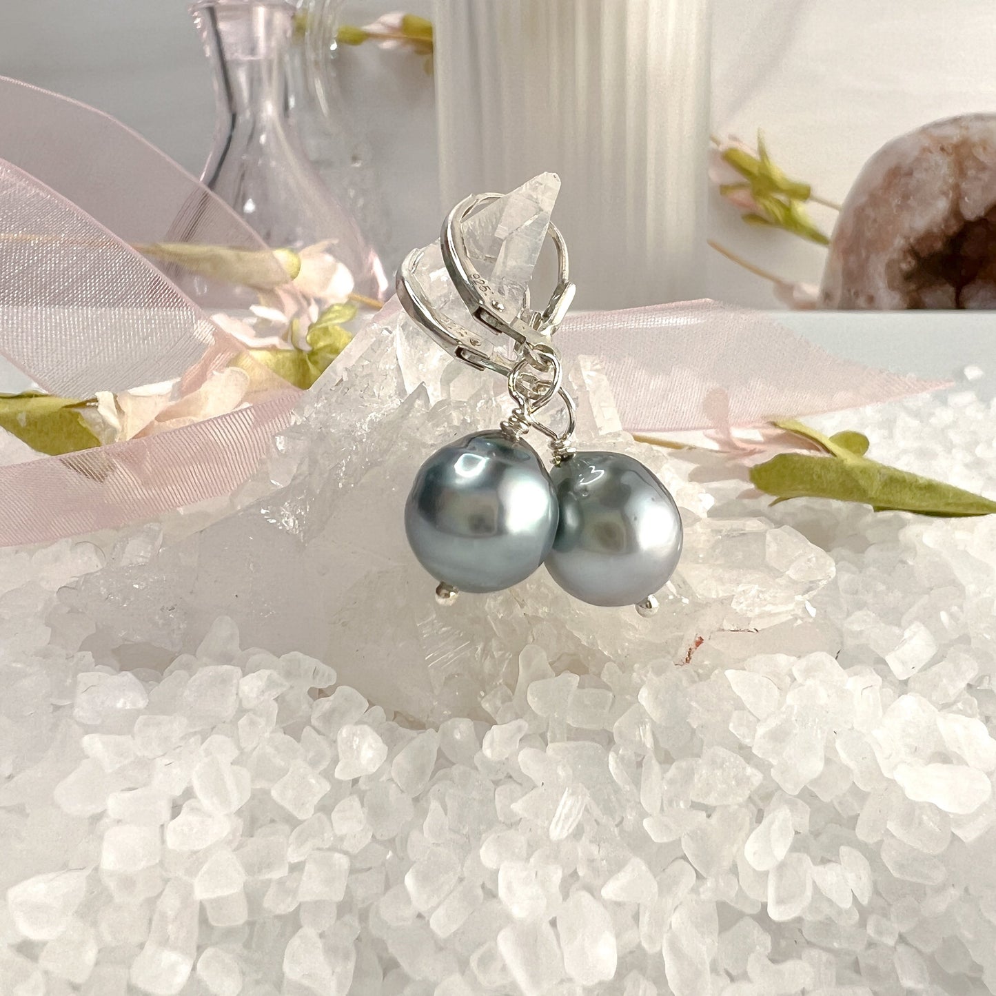 Tahitian Pearl Earrings - Sterling Silver