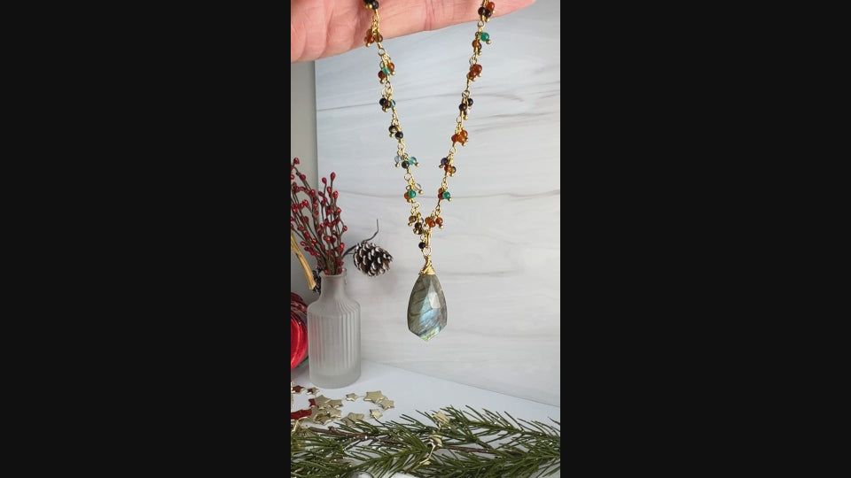 Labradorite Gemstone Pendant Necklace