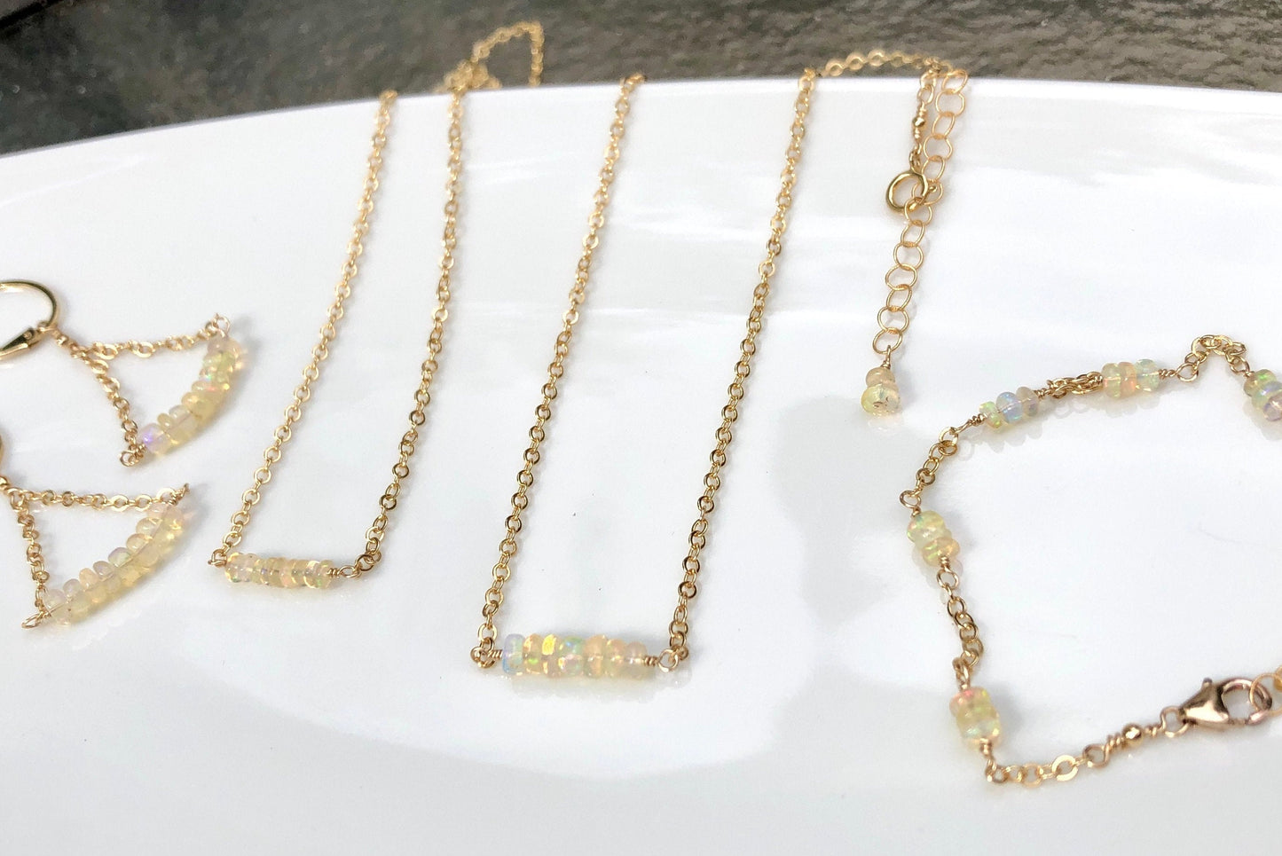 Opal Bar Necklace, October Birthstone