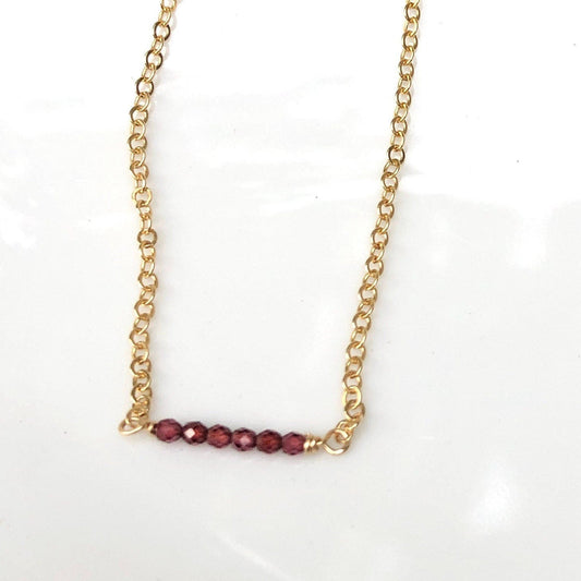 Rhodolite Garnet Bar Necklace