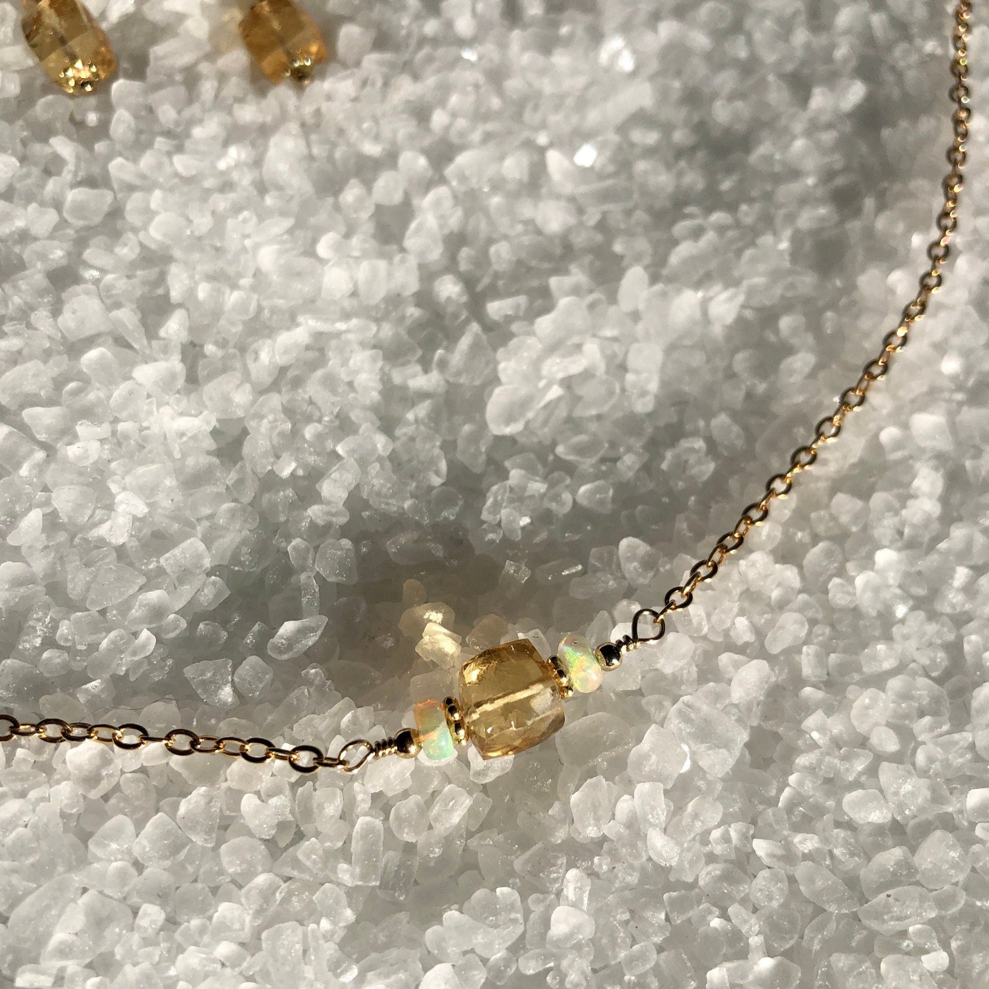 Citrine & Opal Bar Necklace