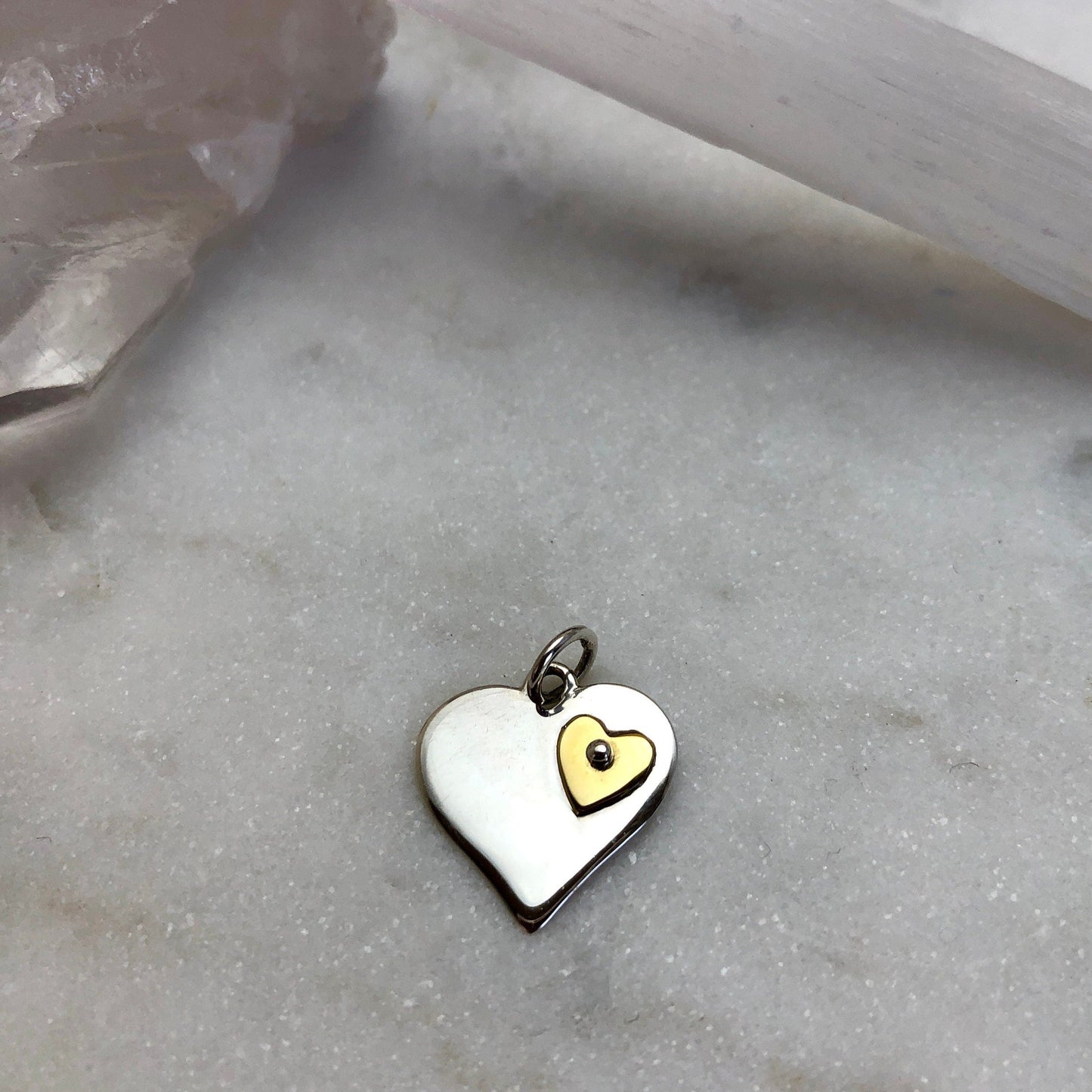 Sterling Heart with Bronze Heart Necklace
