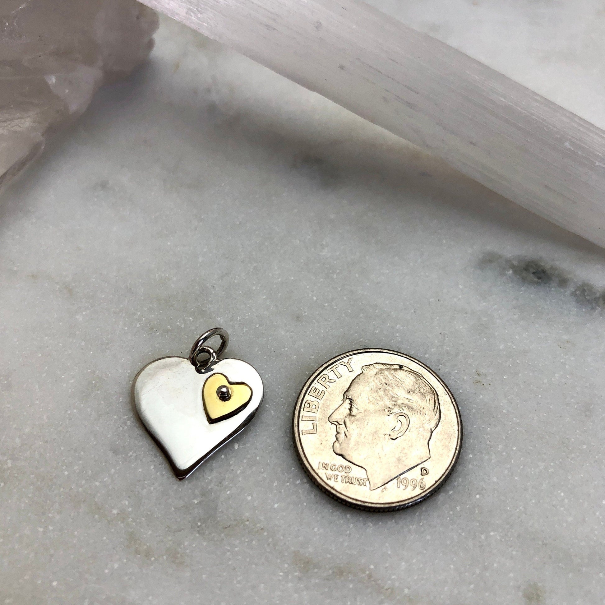 Sterling Heart with Bronze Heart Necklace