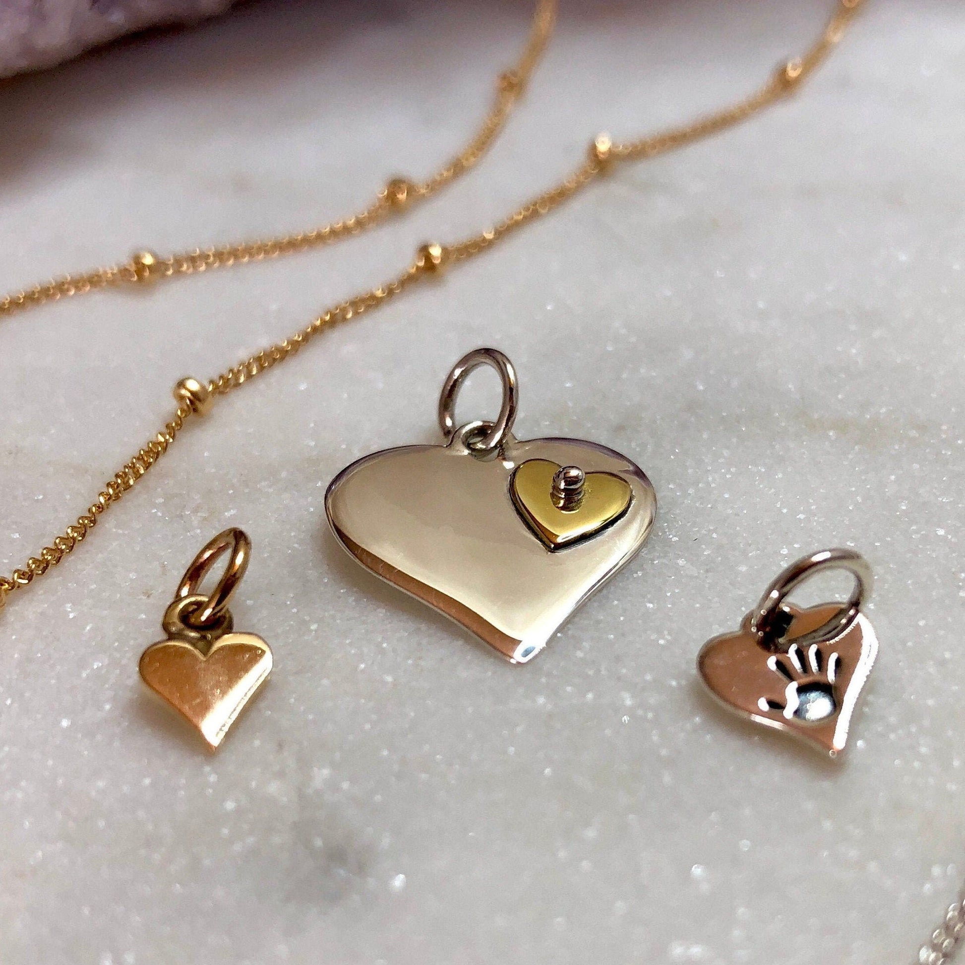 Sterling Heart with Bronze Heart Necklace