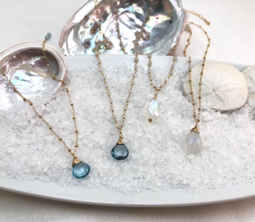 Blue Topaz & Moonstone Necklaces
