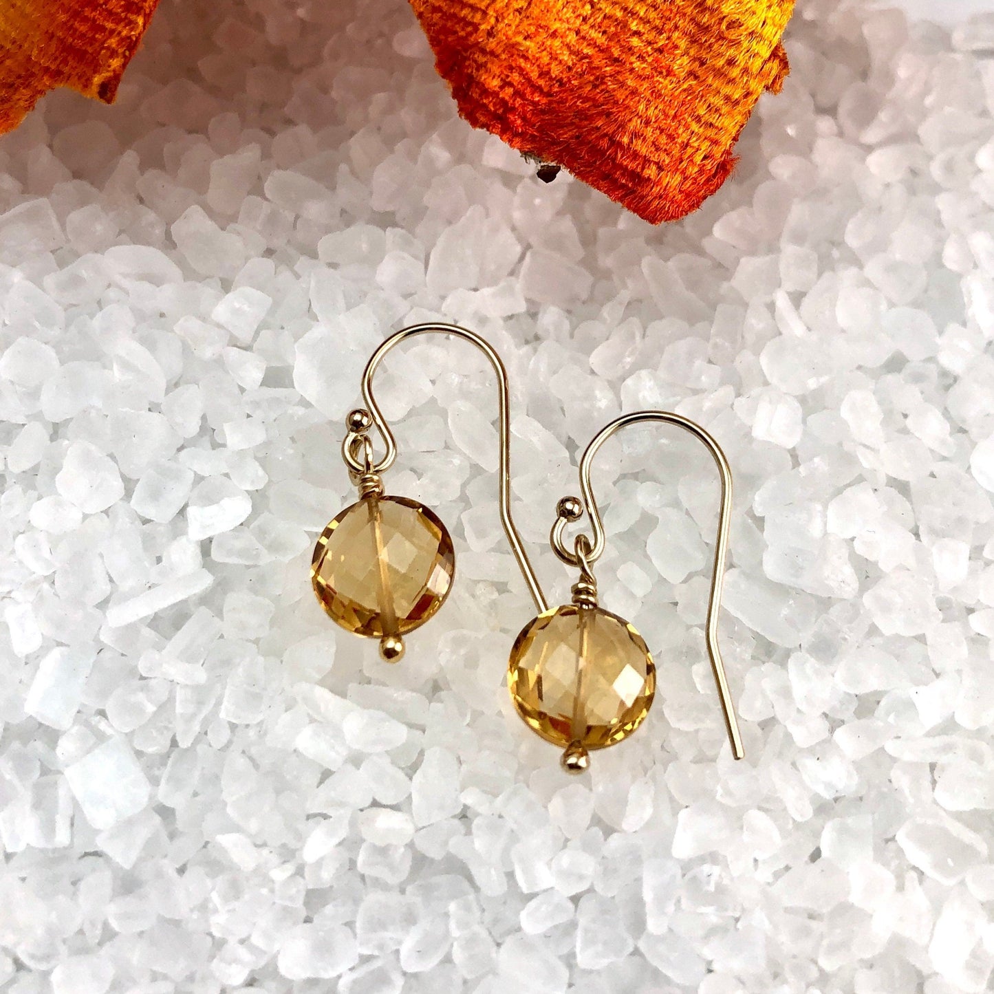 Citrine Drop Earrings, November Birthstone