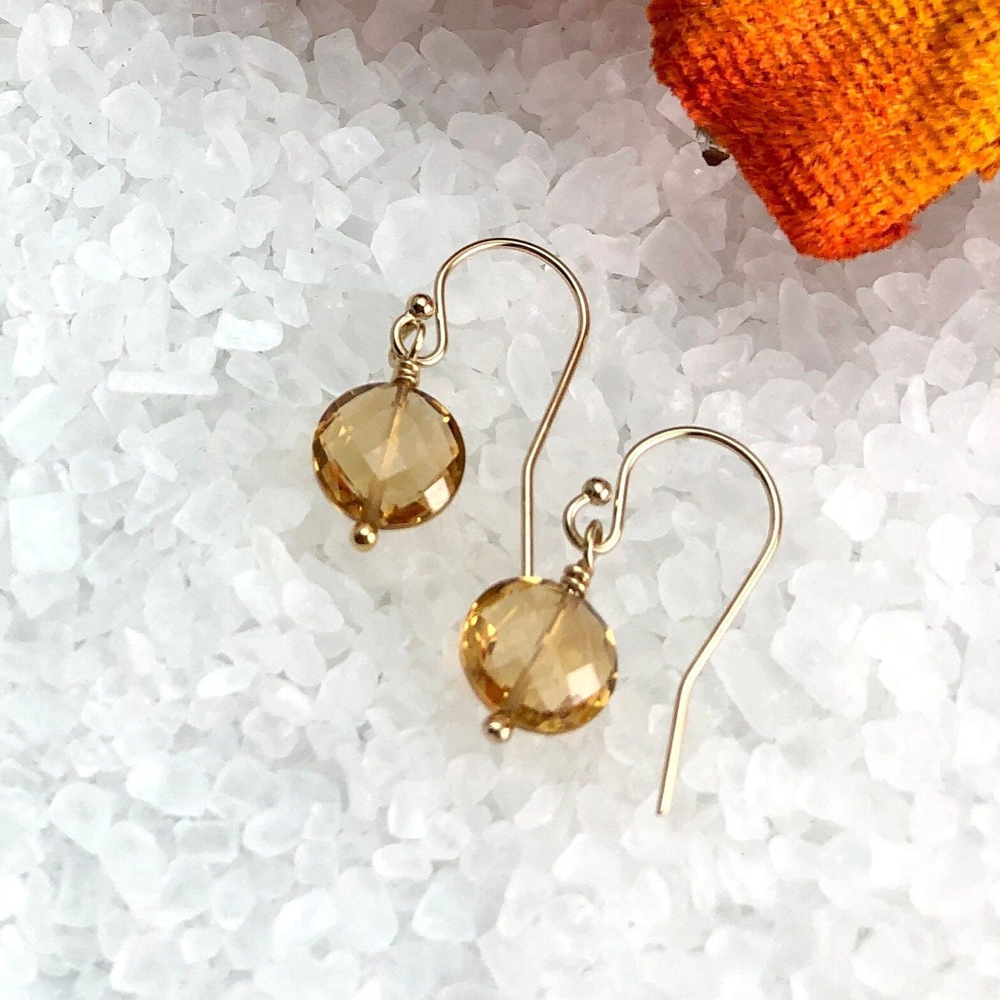 Citrine Drop Earrings, November Birthstone