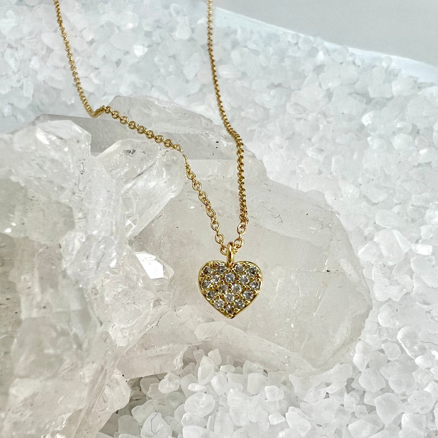 Pave Heart Charm Necklace