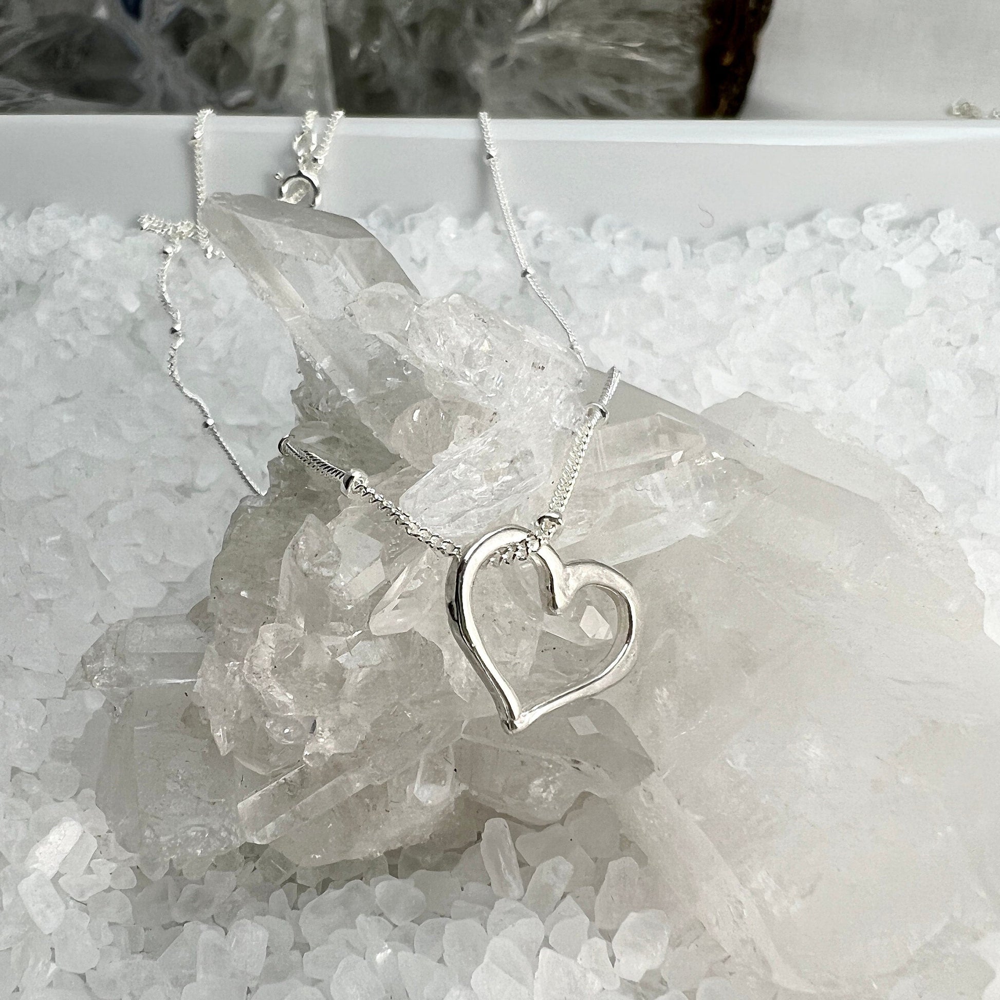 Heart Charm Necklace, Floating Heart Necklace