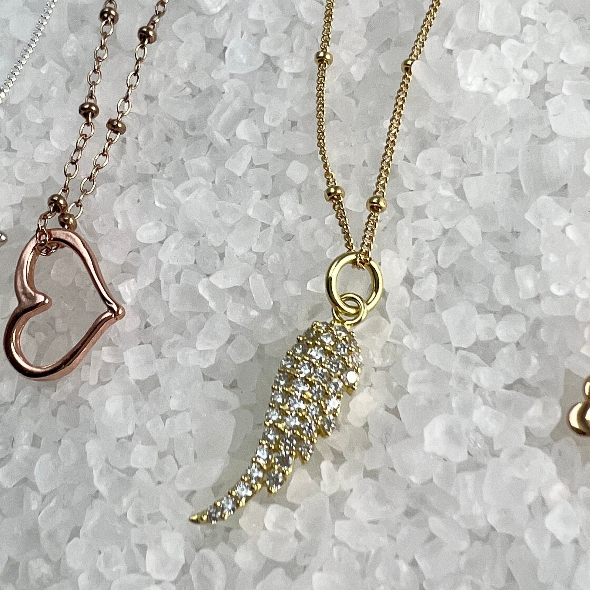 Pave Angel Wing Necklace, Angel Wing Charm, Pave Angel Wing