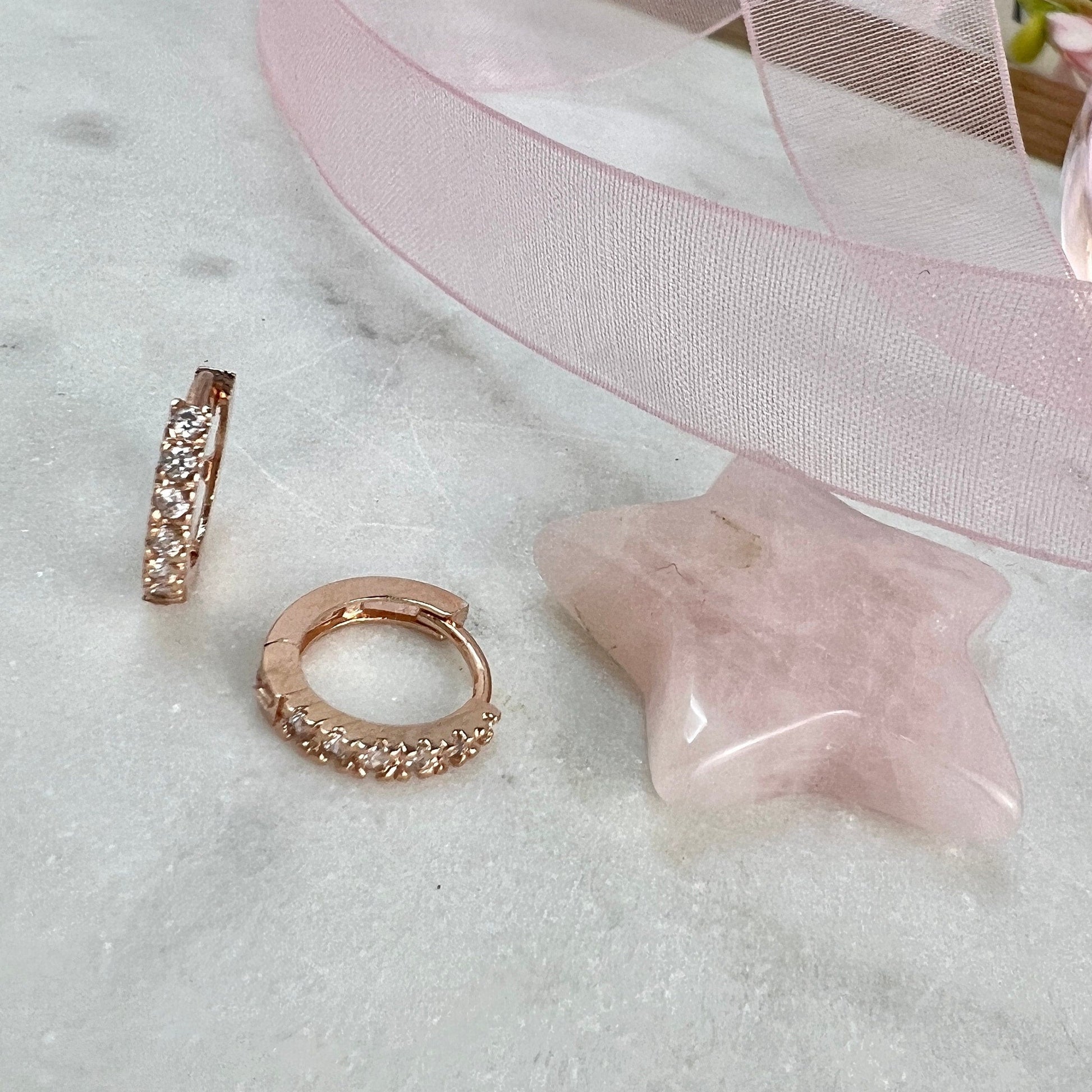 CZ Pave Hoop Earrings, Huggie Hoop Earrings