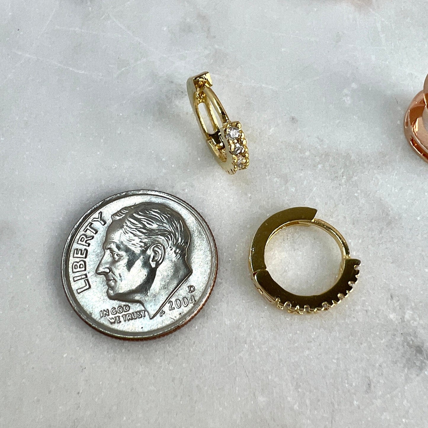 CZ Pave Hoop Earrings, Huggie Hoop Earrings