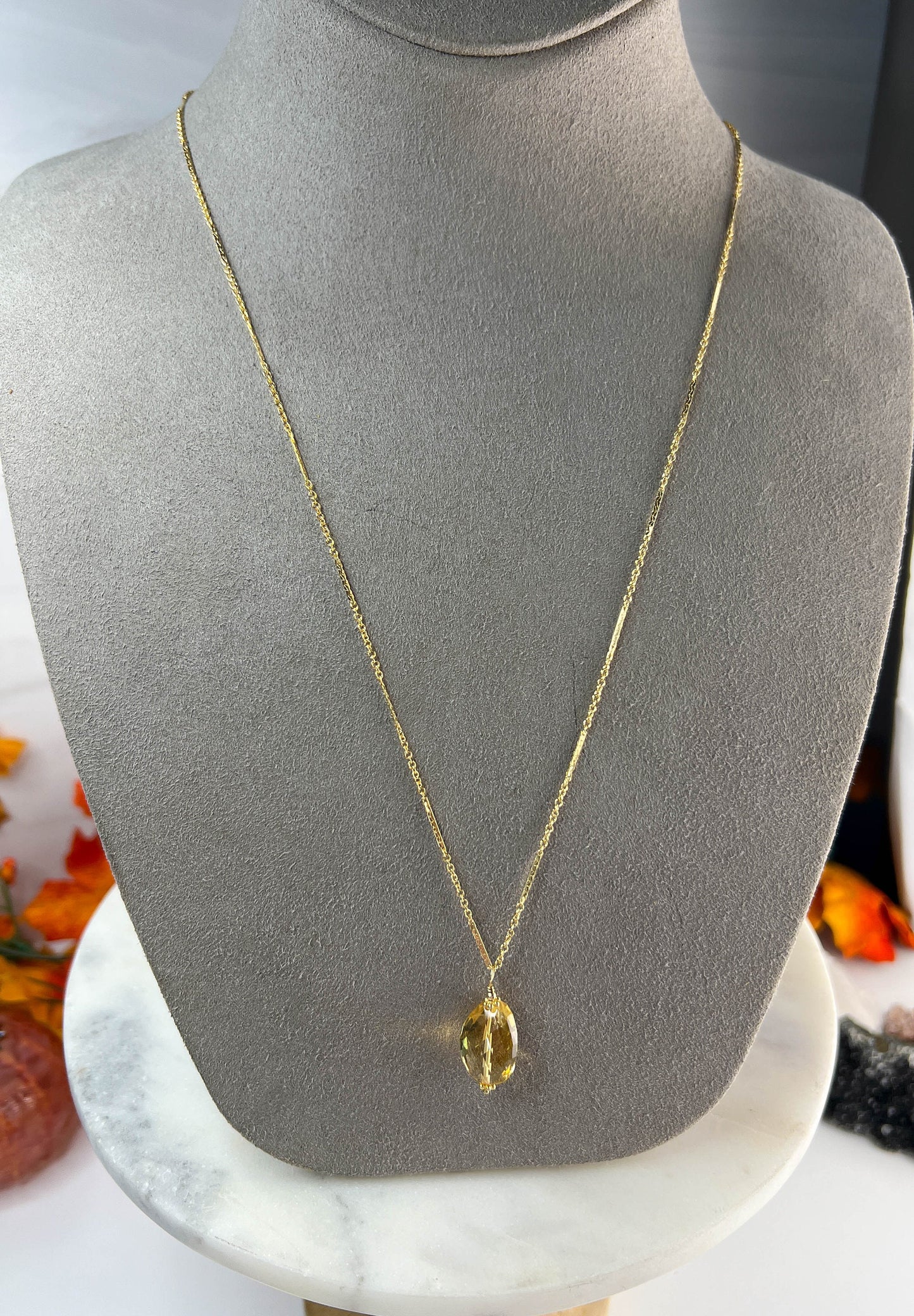 Citrine Long Nugget Necklace