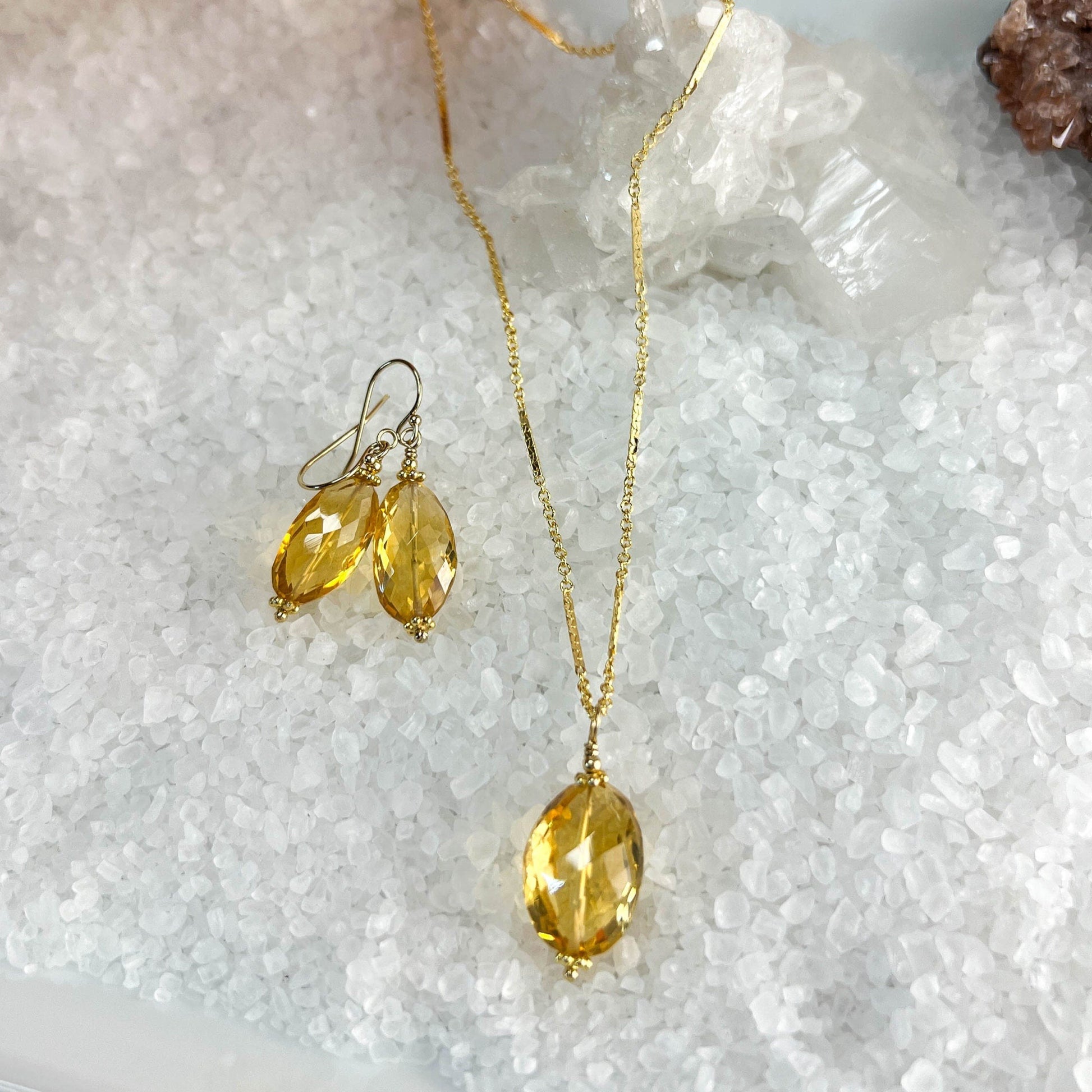 Citrine Long Nugget Necklace