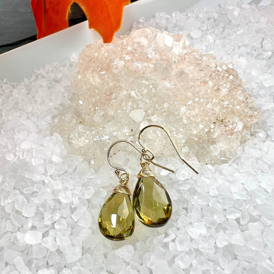 Olive Quartz Drop Earrings
