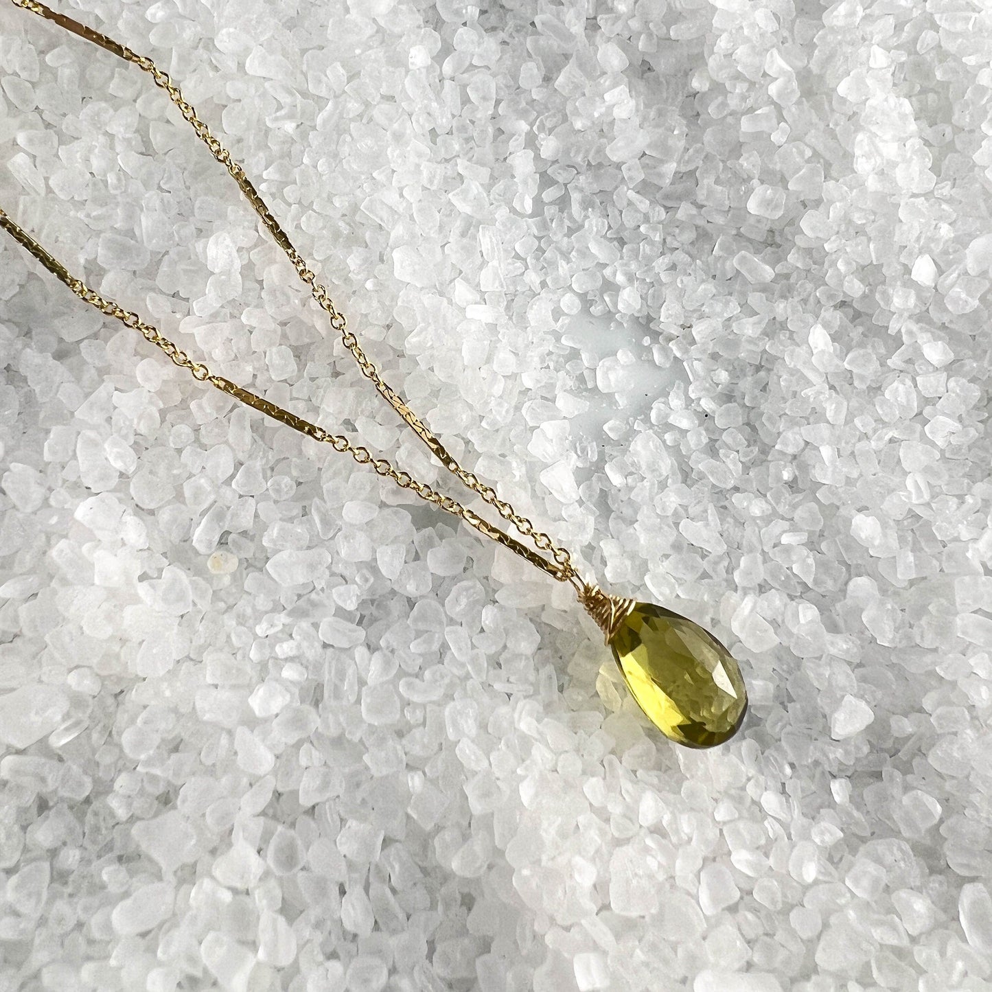 Olive Quartz Long Necklace