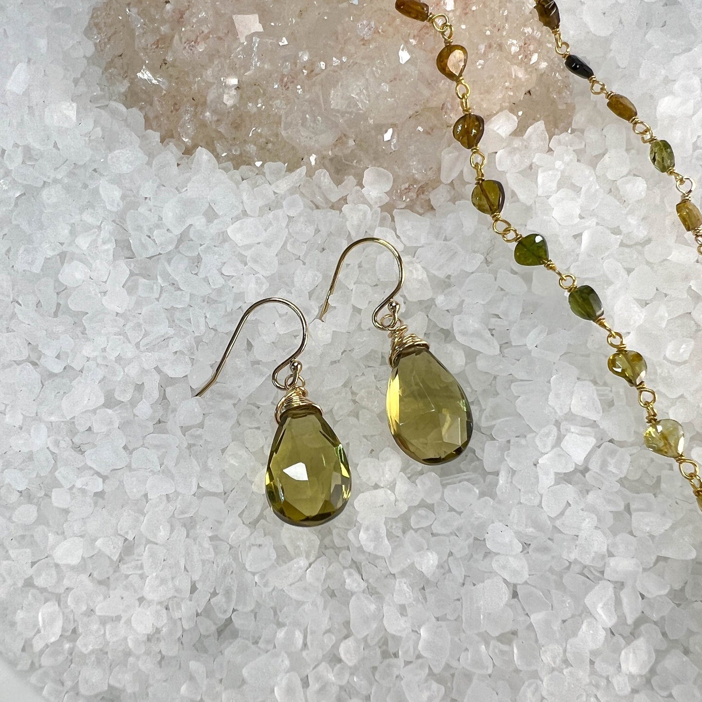 Olive Quartz Drop Earrings