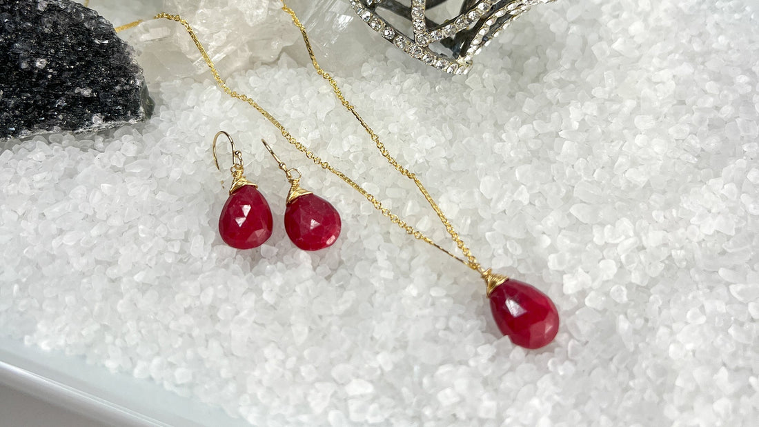 Ruby Necklace and Earrings