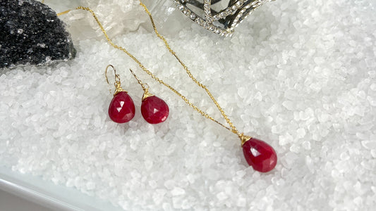 Ruby Necklace and Earrings