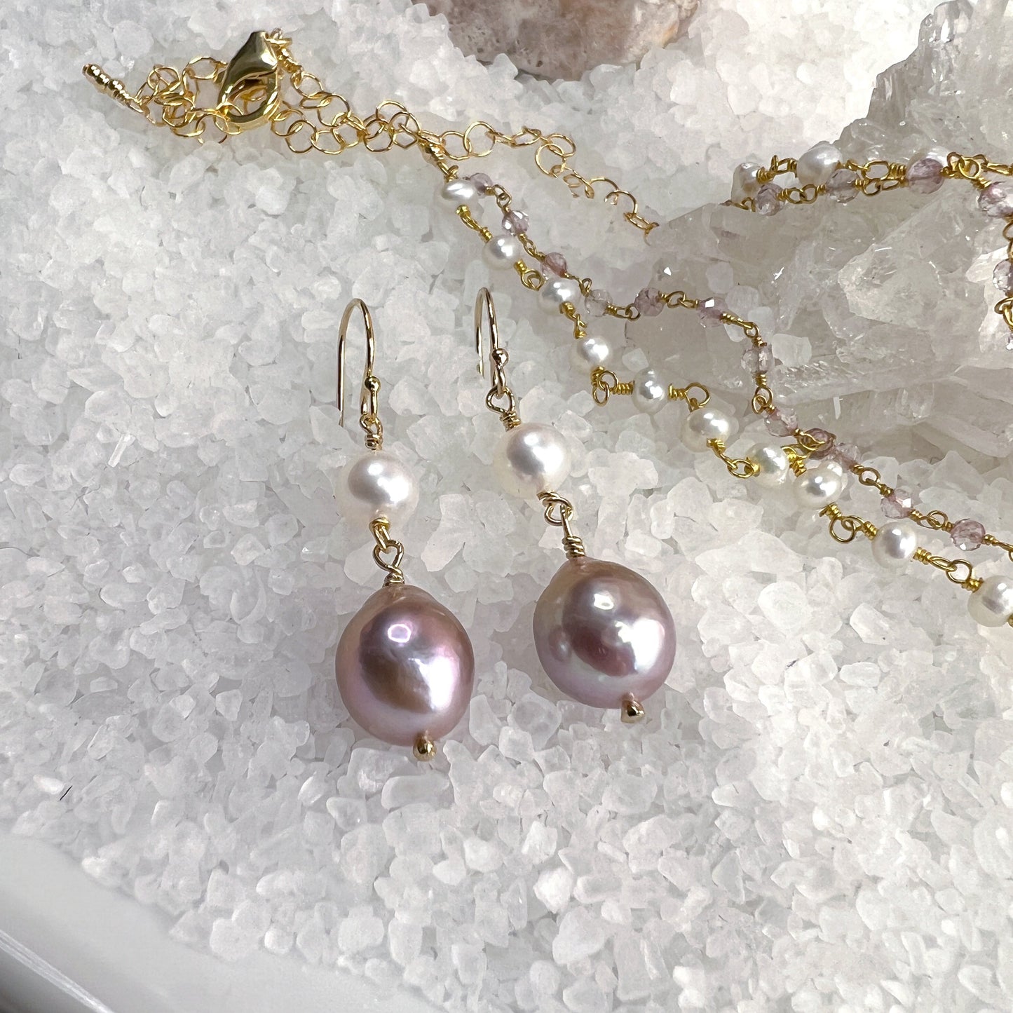 Edison Pearl & Freshwater White Pearl Earrings