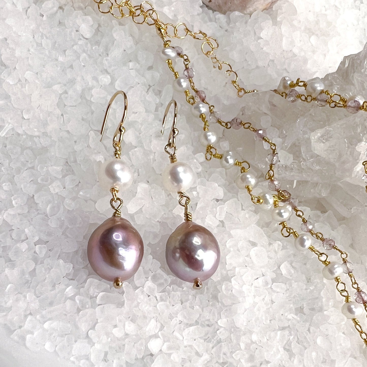 Edison Pearl & Freshwater White Pearl Earrings